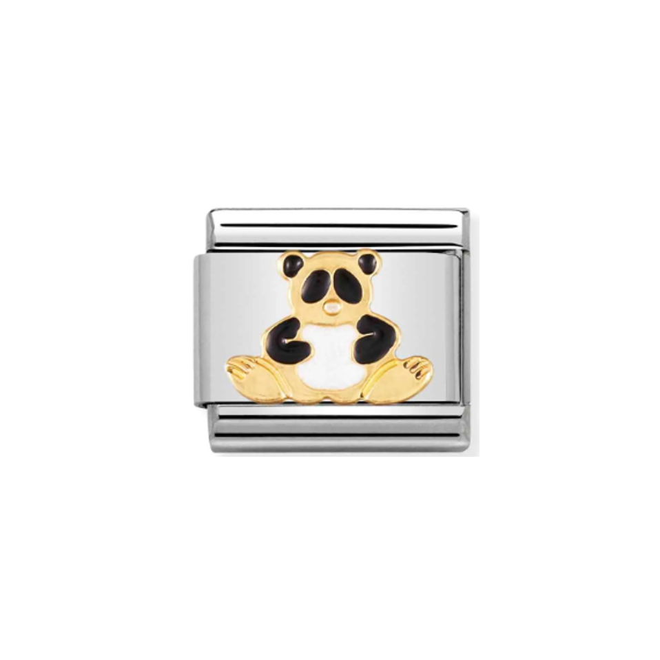 Nomination Composable 030212-39 Panda Bear in Enamel and 18k Gold
