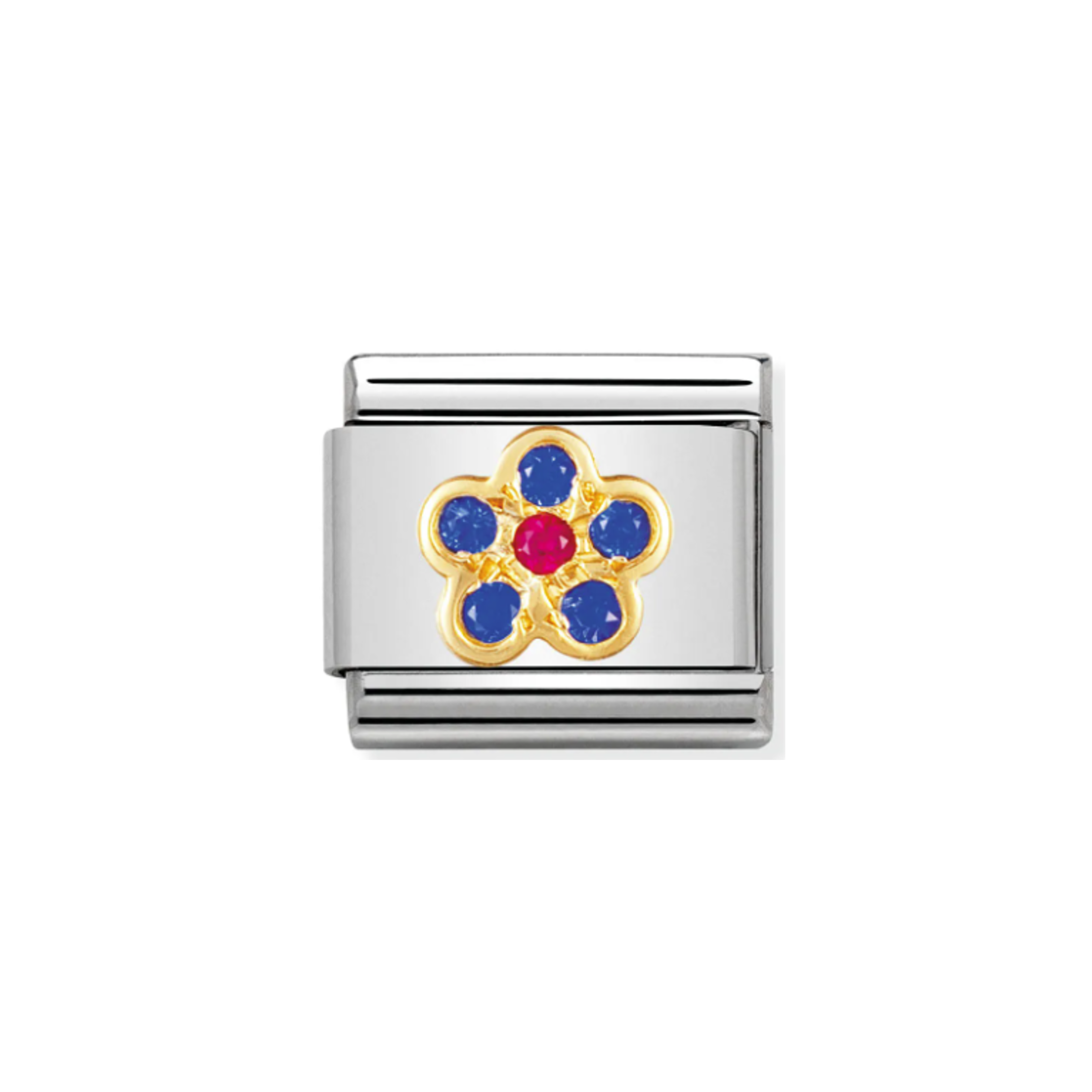Nomination Composable 030312/08 Cubic Zirconia Blue and Red Flower