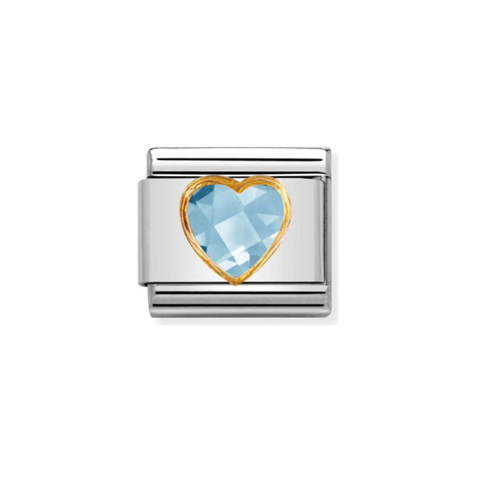 Nomination Composable 030610/006 Light Blue Heart Faceted CZ