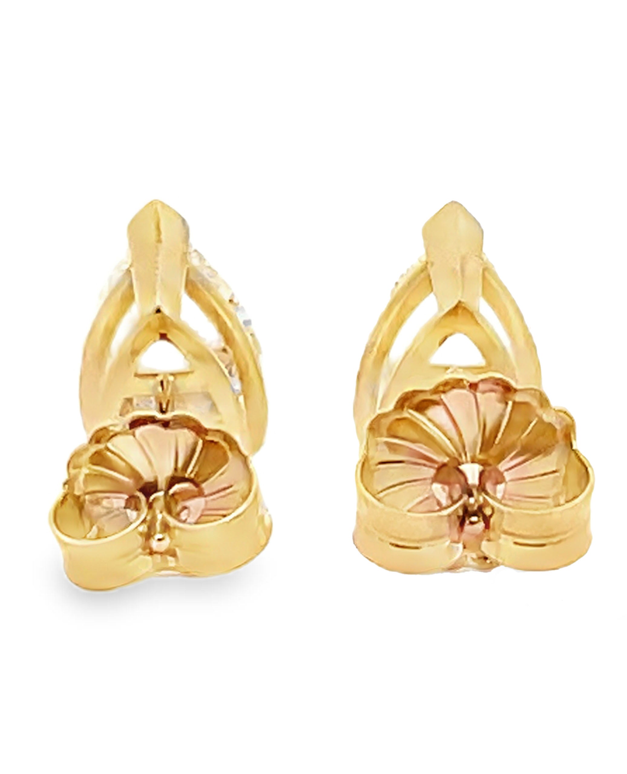 14K Yellow Gold Pear Shaped Lab Grown Diamond Post Earrings with Pushback Closures - 2.87 carats