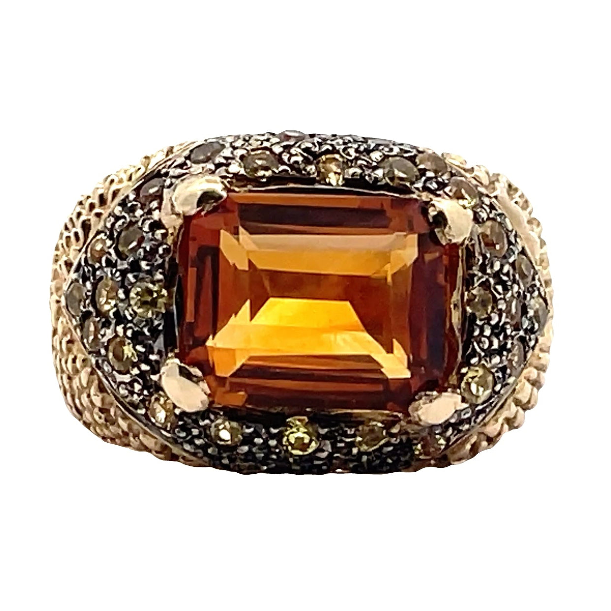 14K Yellow Gold Ring with 3.63 Carat Topaz Ring and 1.19 Carats Yellow Sapphires