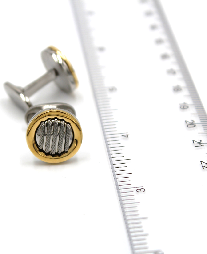 Alor Stainless Steel Cufflinks with White CableS and 18K Gold
