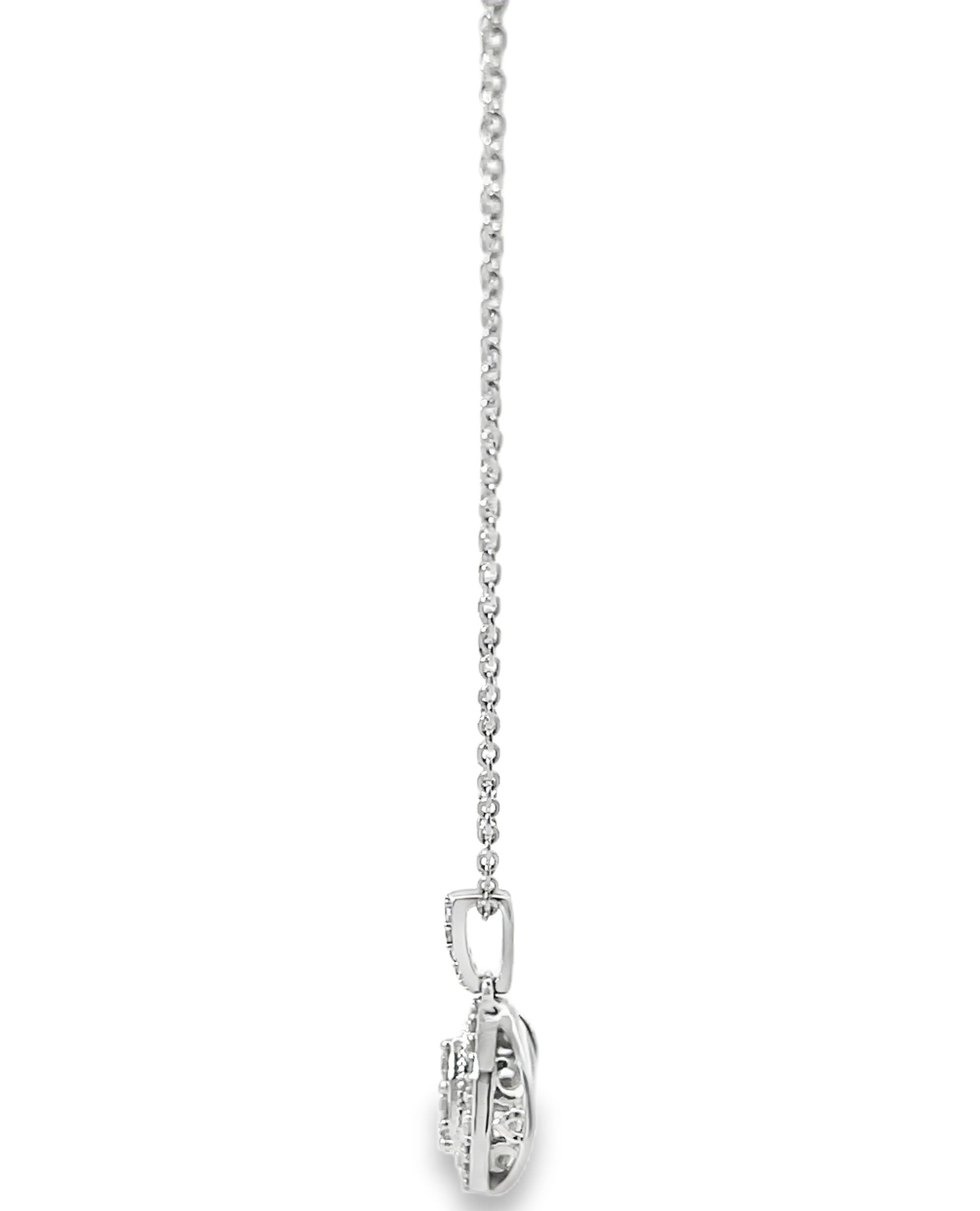 14K White Gold Diamond Necklace with Pear Shaped Pendant 0.25 Carats Total