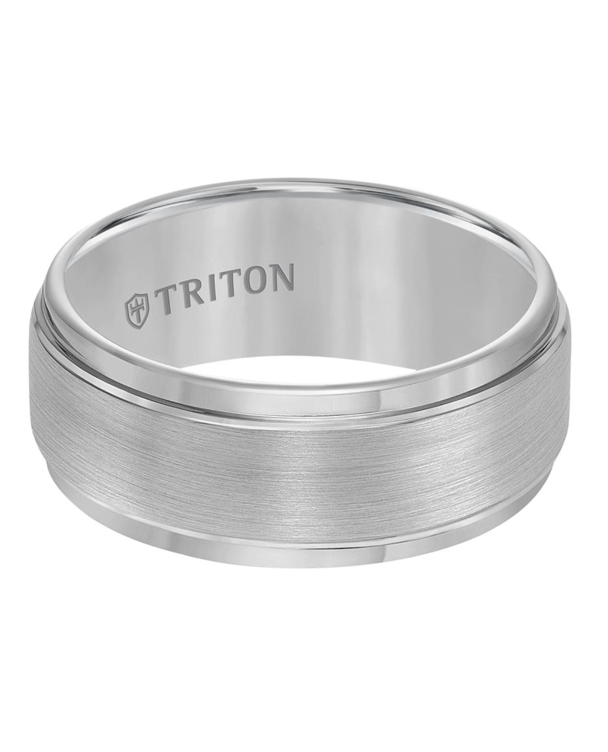 Triton 9mm Step Edge Brush Finish Classic Wedding Band