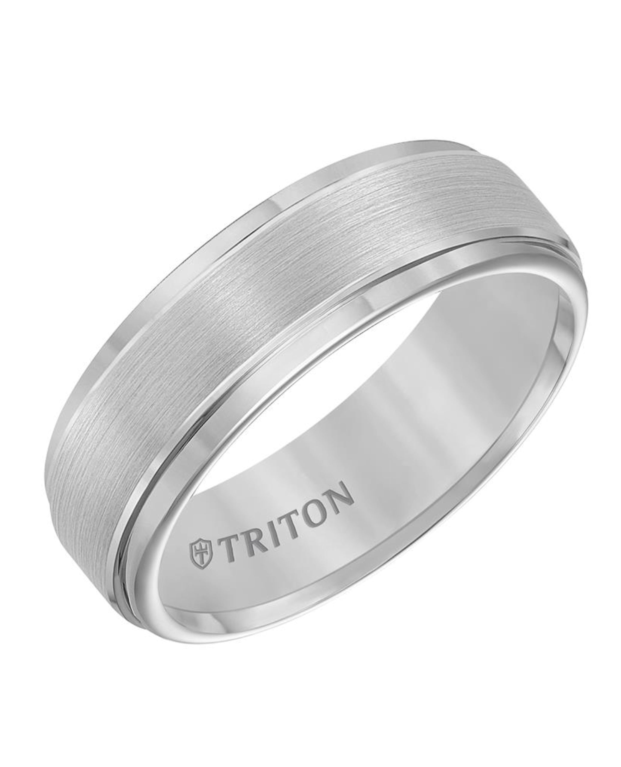 Triton 7mm Step Edge Brush Finish Classic Wedding Band