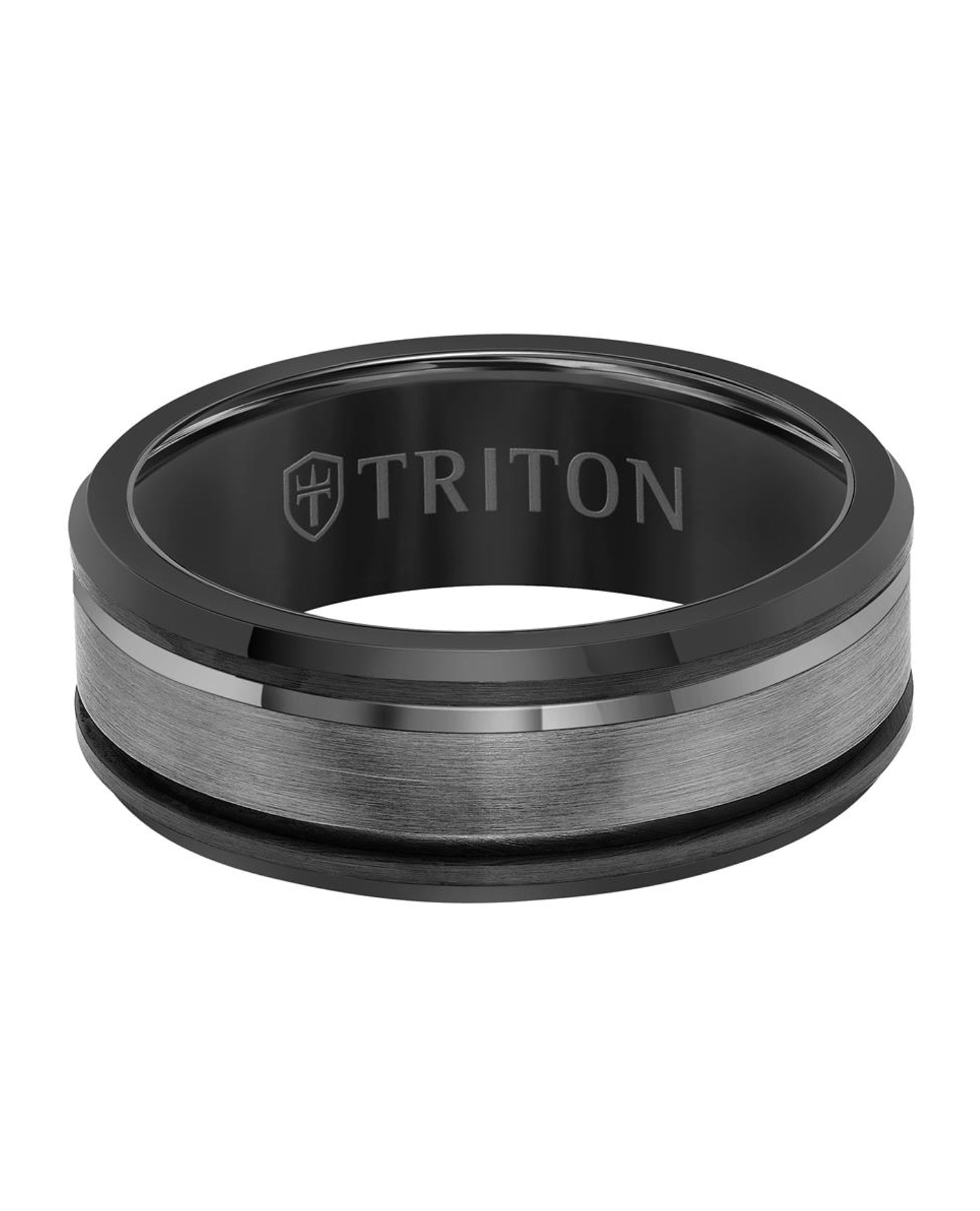 Triton 8mm Grey Tungsten Contemporary Band