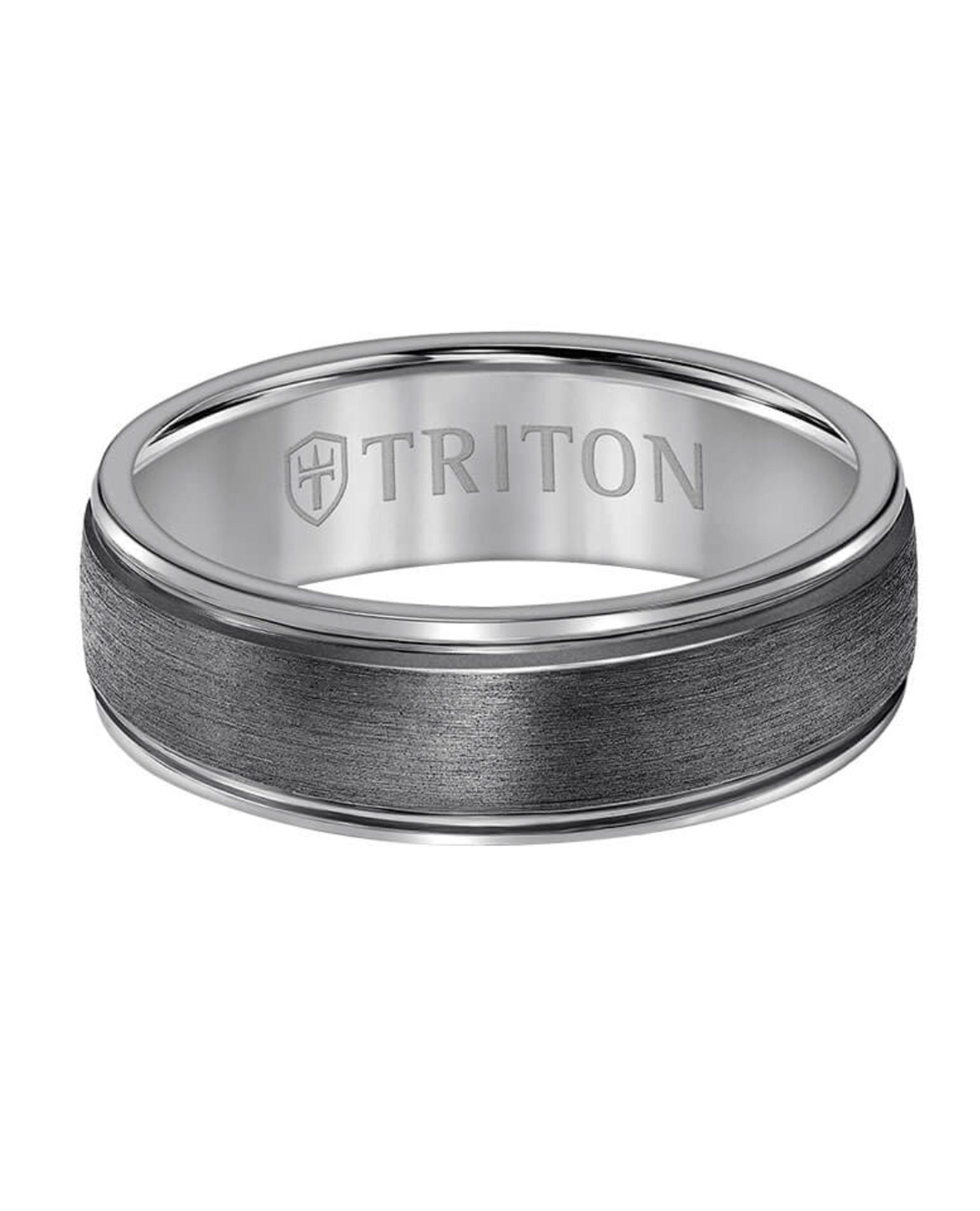 Triton 11-6155TA7-G.00 T89 Tantalum 7 Millimeter Ring - Crystalline Finish Dome with Edge Lines