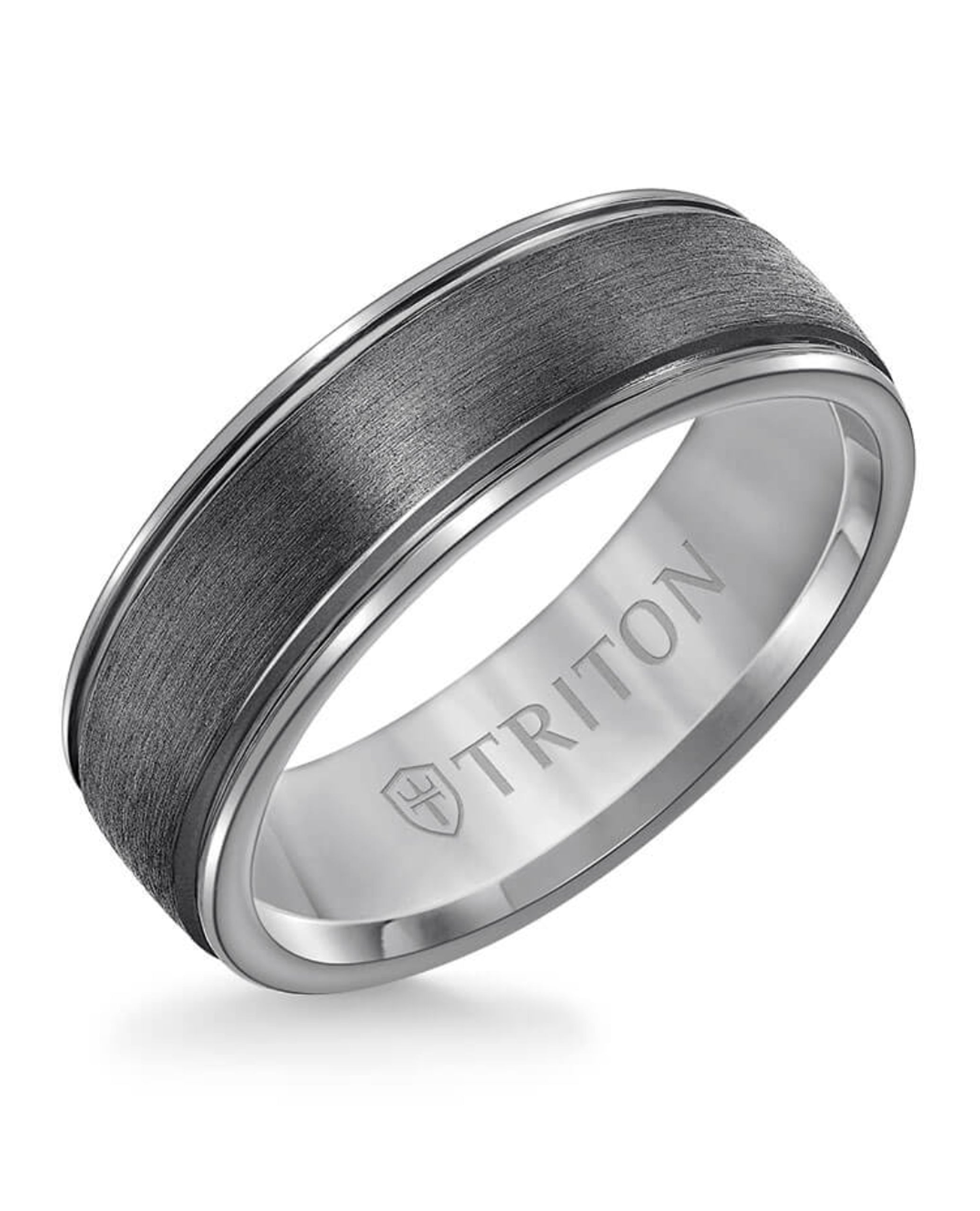Triton T89 7MM Tantalum Ring - Crystalline Finish Dome with Edge Lines