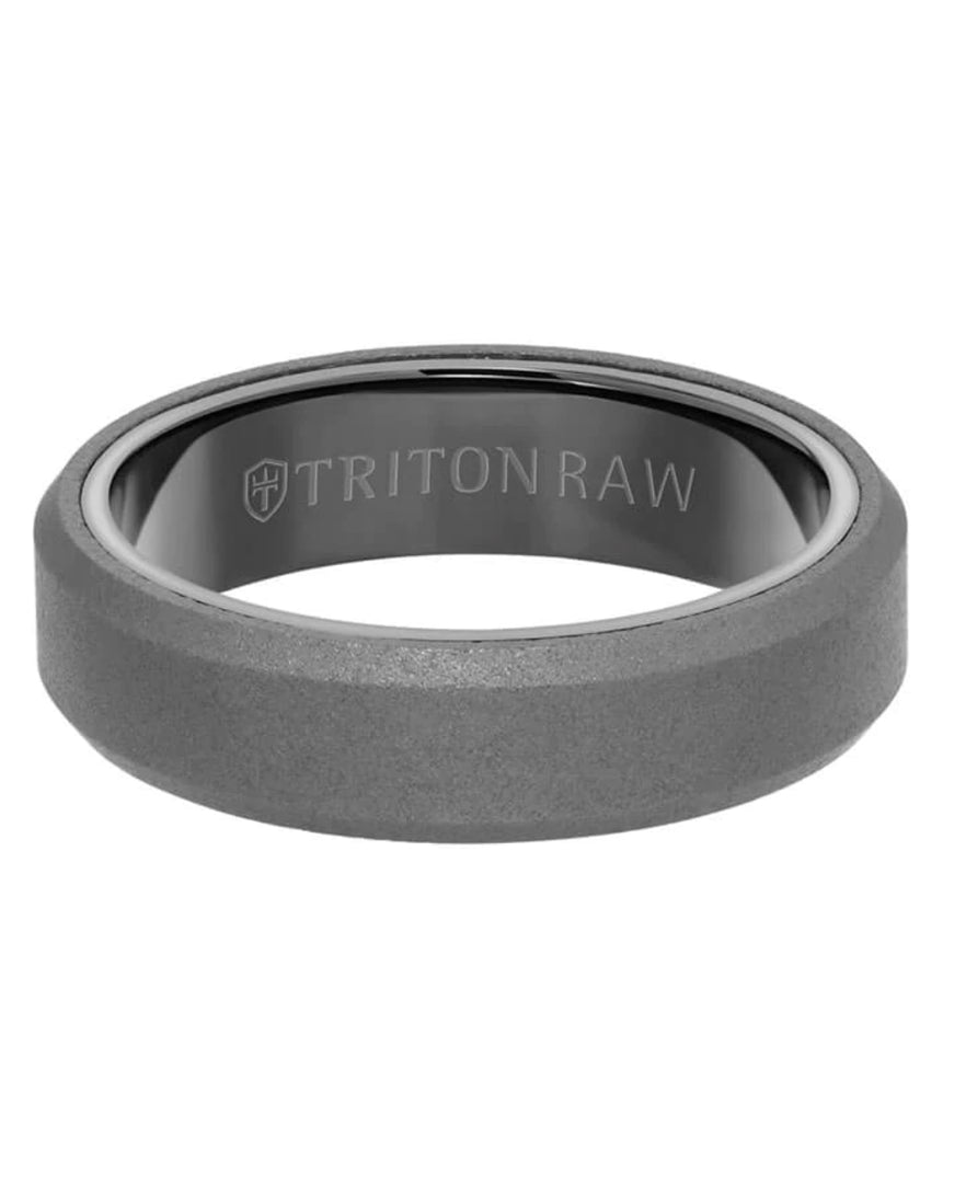 Triton 11-RAW0109BC6-G.00 "Raw" Collection 6MM Tungsten Carbide Sandblast Finish Ring