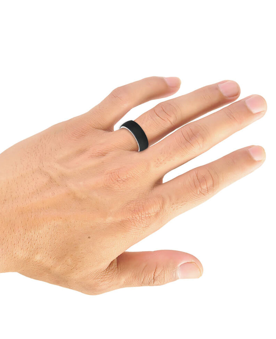 Triton "Raw" Tungsten Carbide Ring with Blue Ceramic