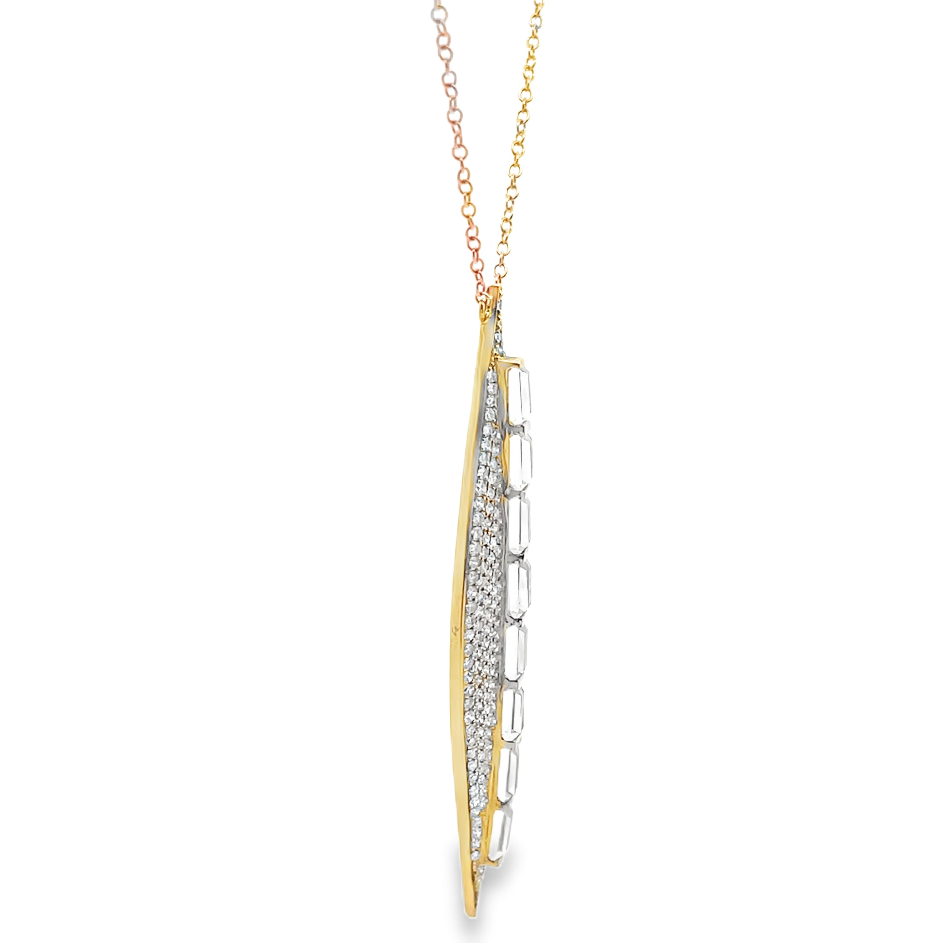 Doves Diamond and White Topaz Necklace Tapered Marquise Shape