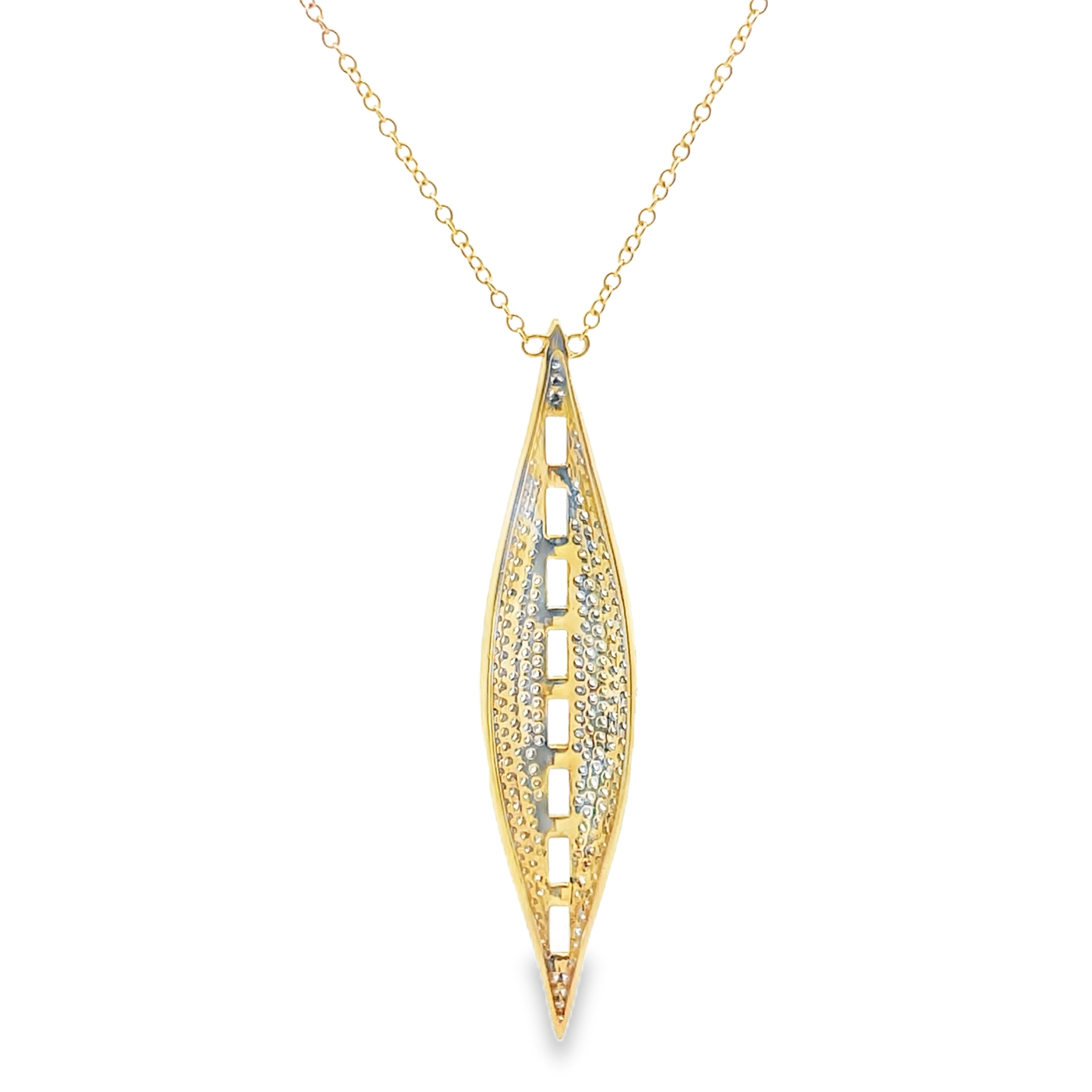 Doves Diamond and White Topaz Necklace Tapered Marquise Shape