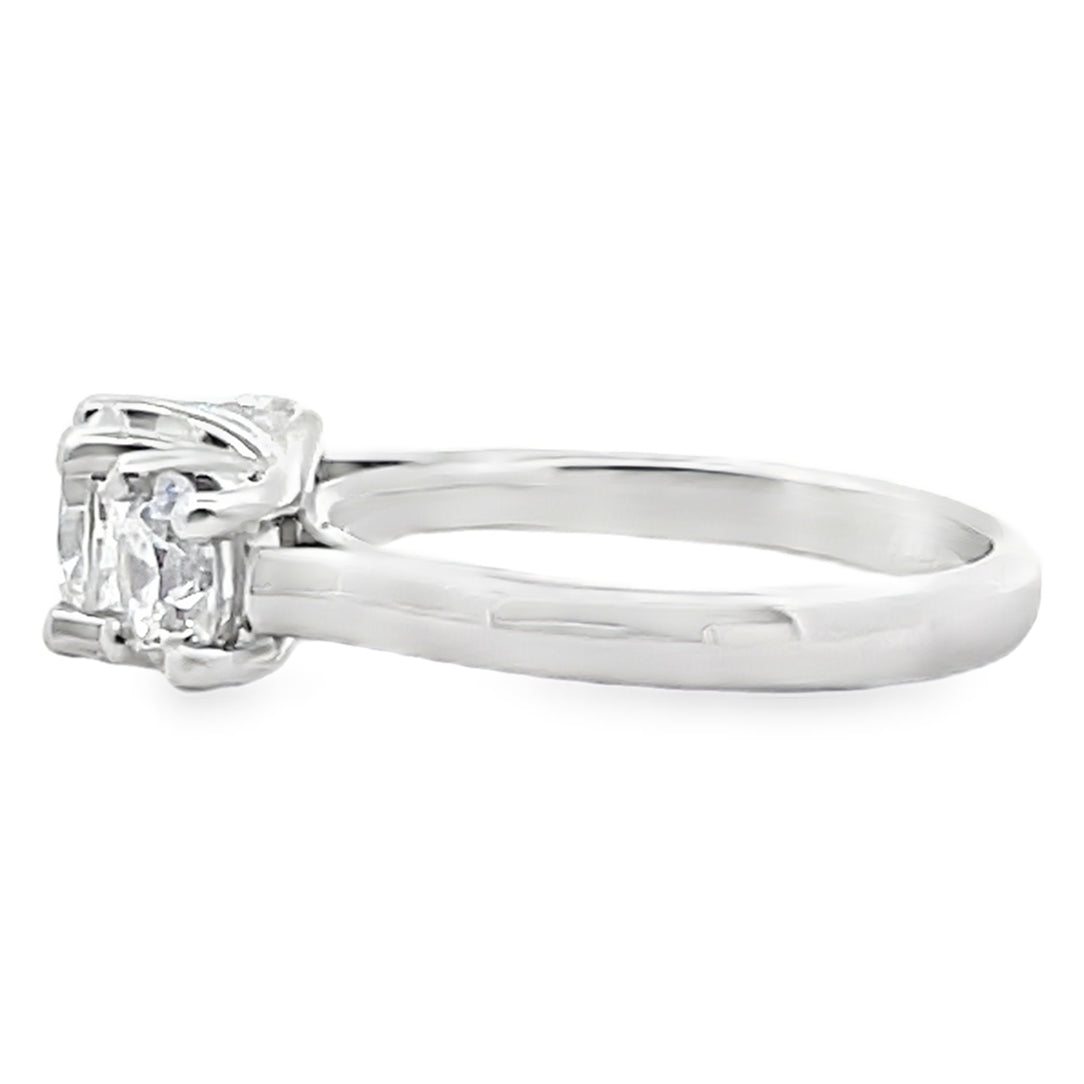 14K White Gold Three Stone Cubic Zirconia Ring