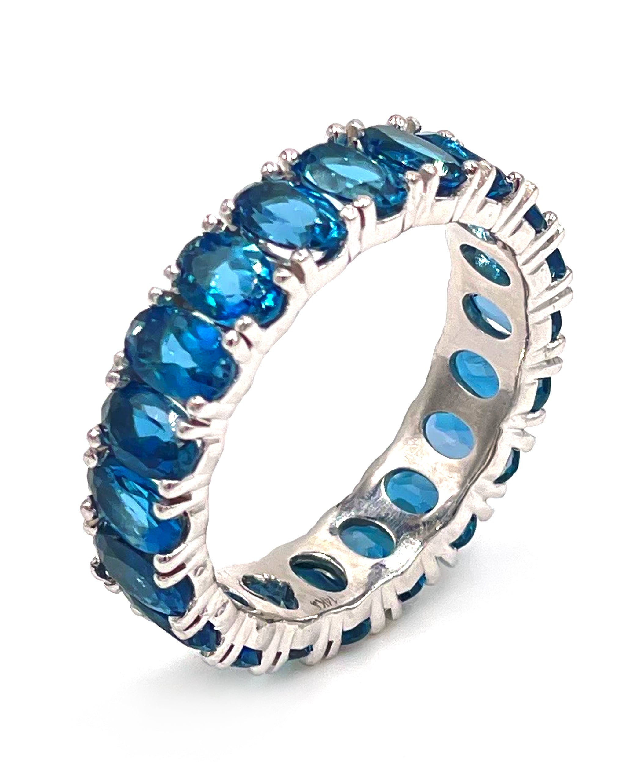 14K White Gold London Blue Topaz Eternity Ring