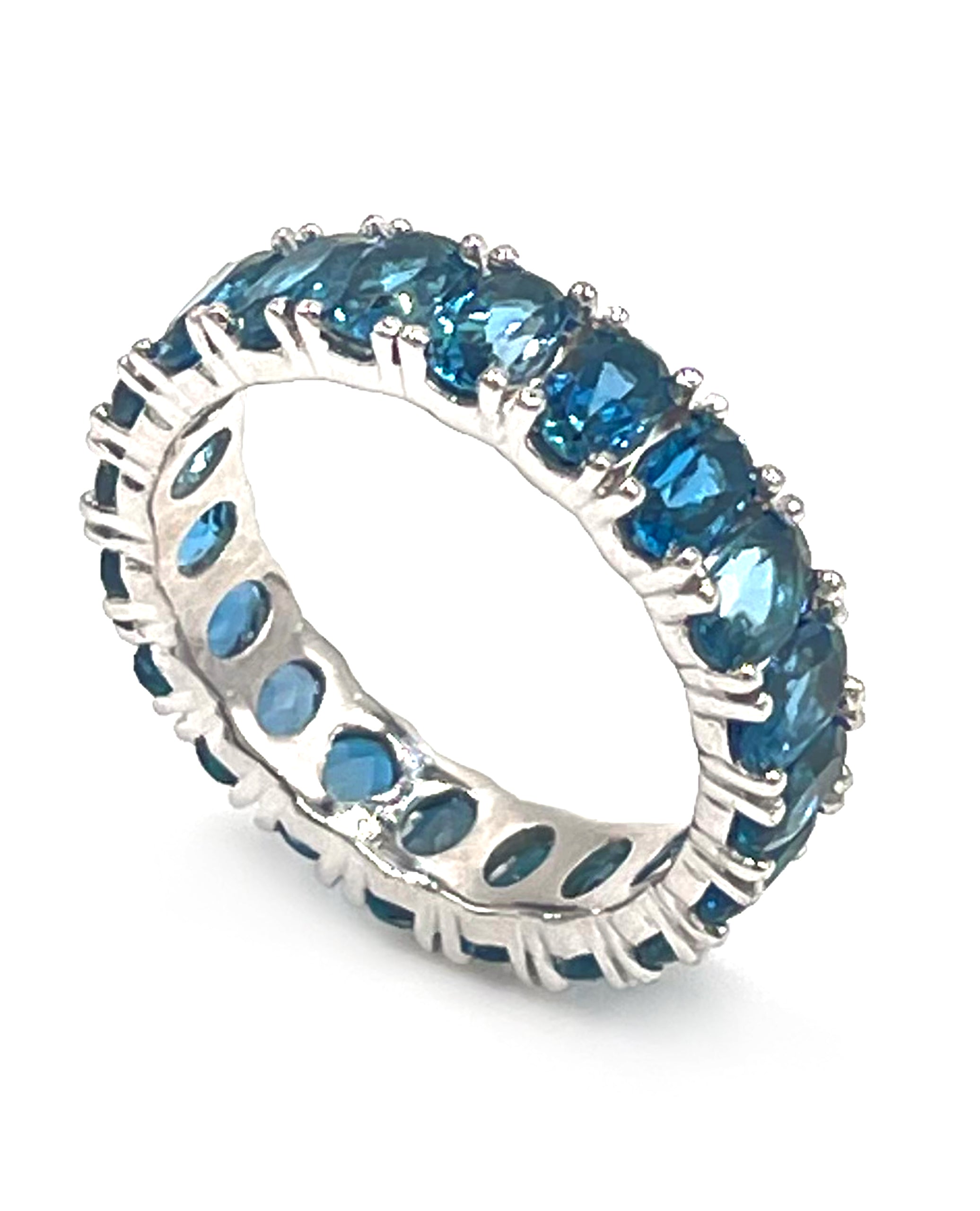 14K White Gold London Blue Topaz Eternity Ring