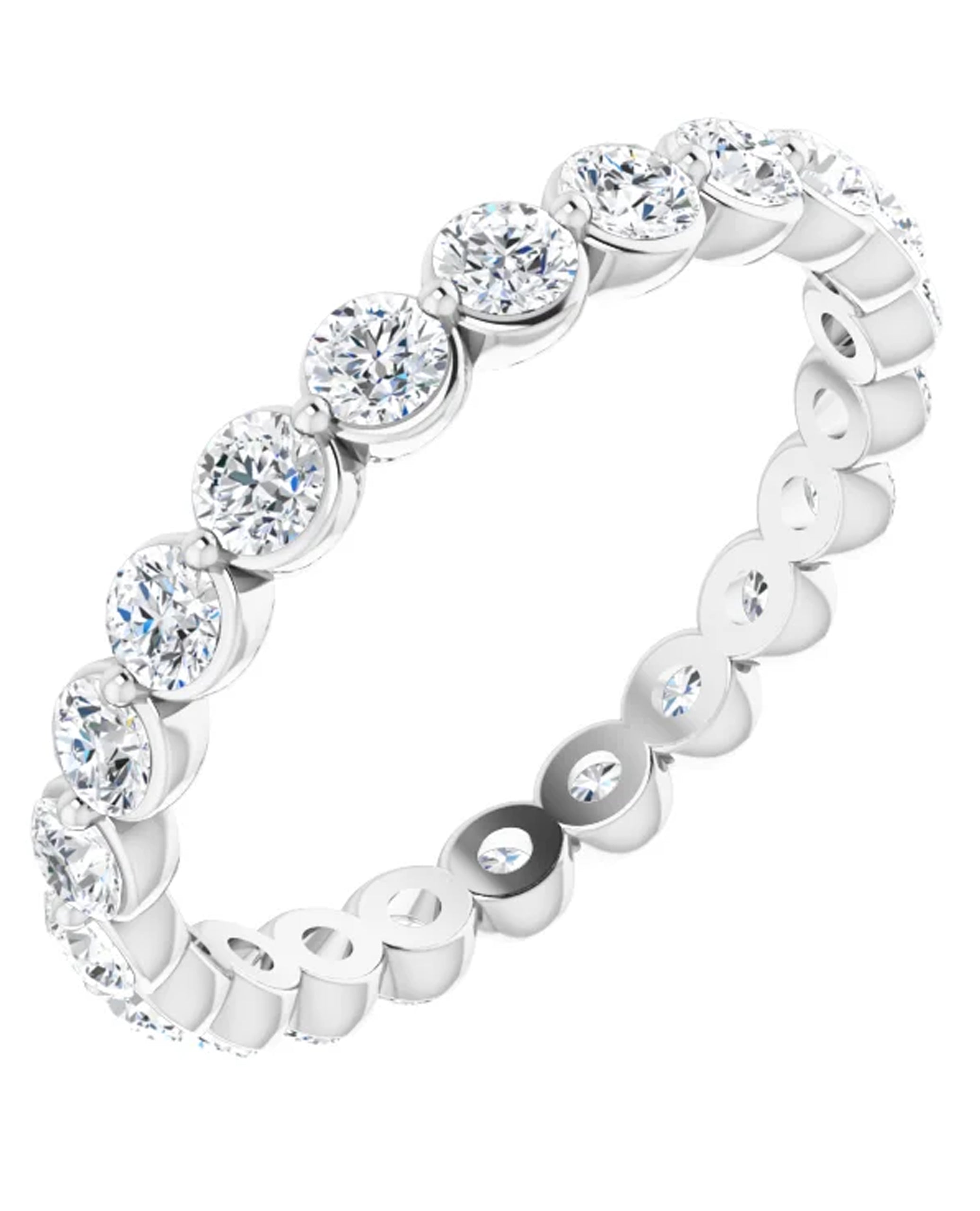14K White Gold Single Prong Eternity Band - 2.5mm