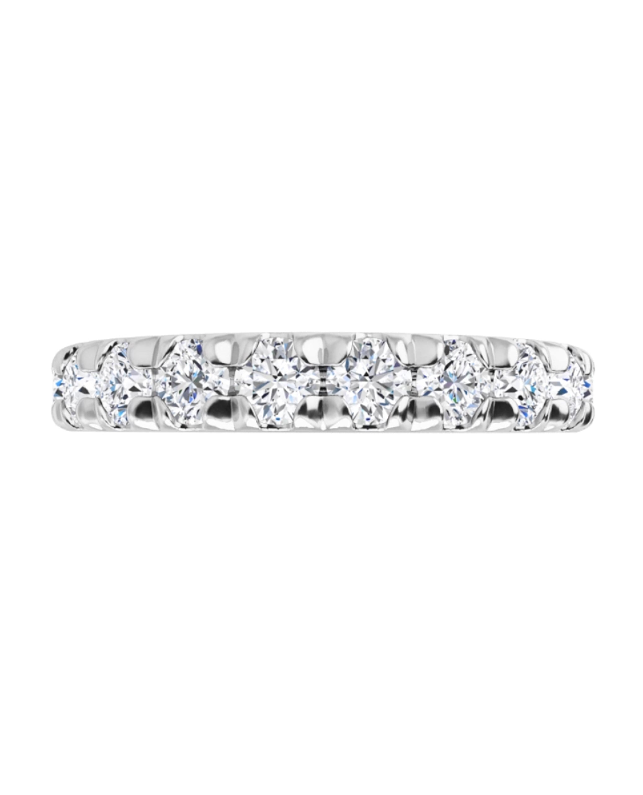 14K White Gold French Set Eternity Band