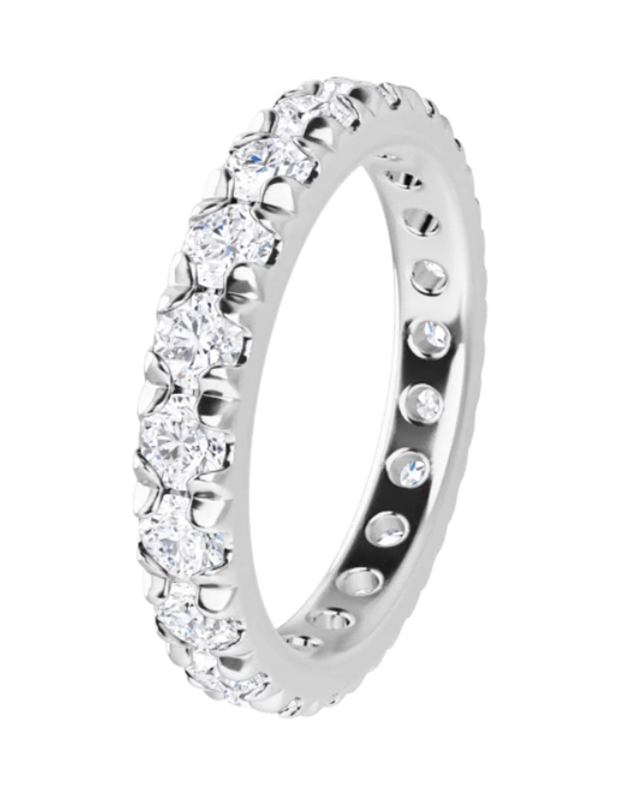 14K White Gold French Set Eternity Band
