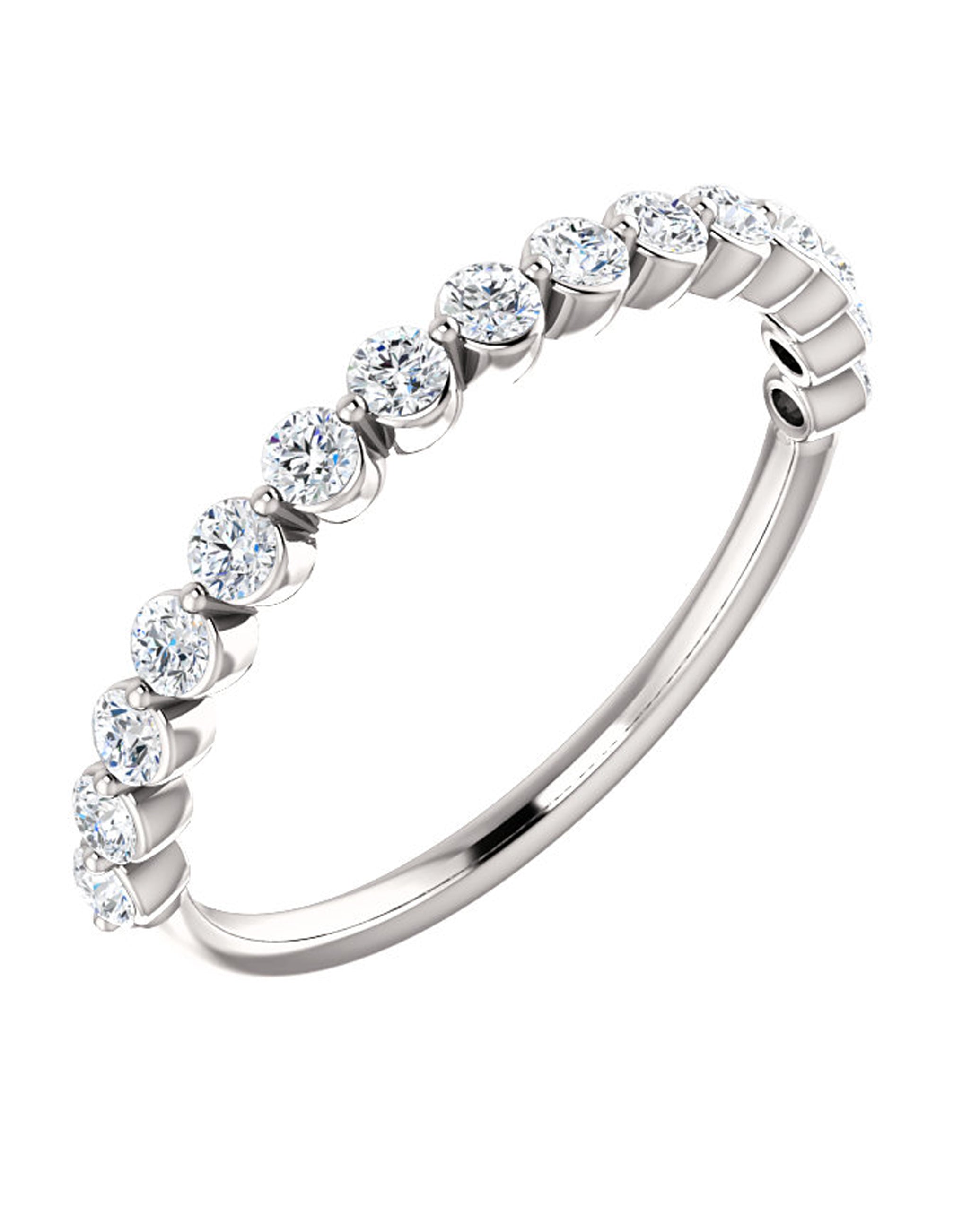 14K White Gold Single Prong Diamond Band