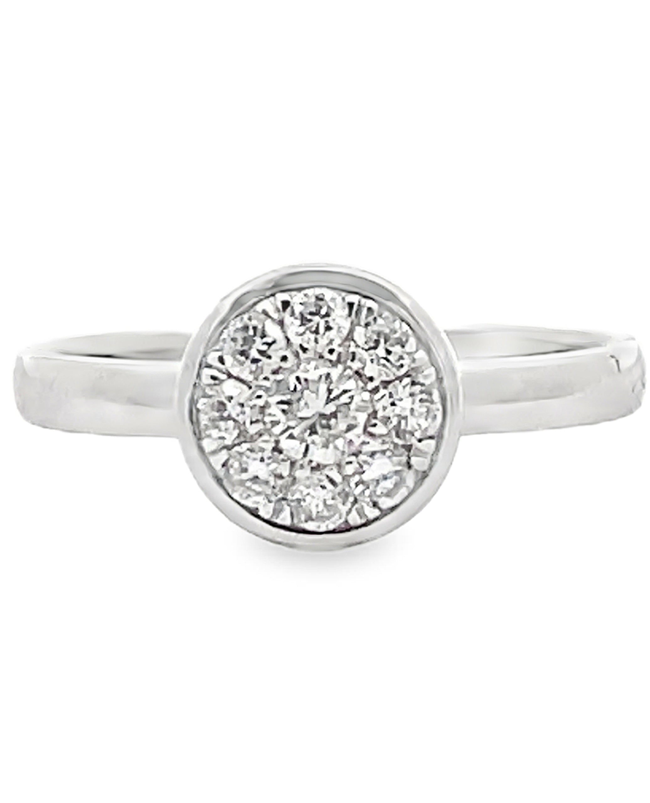 18K White Gold Stackable High Polish Ring with Round Diamonds