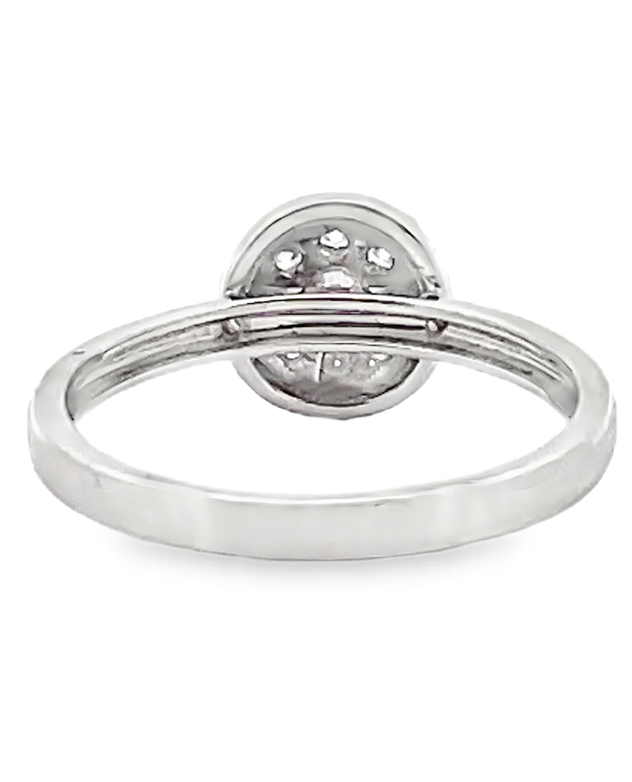 18K White Gold Stackable High Polish Ring with Round Diamonds