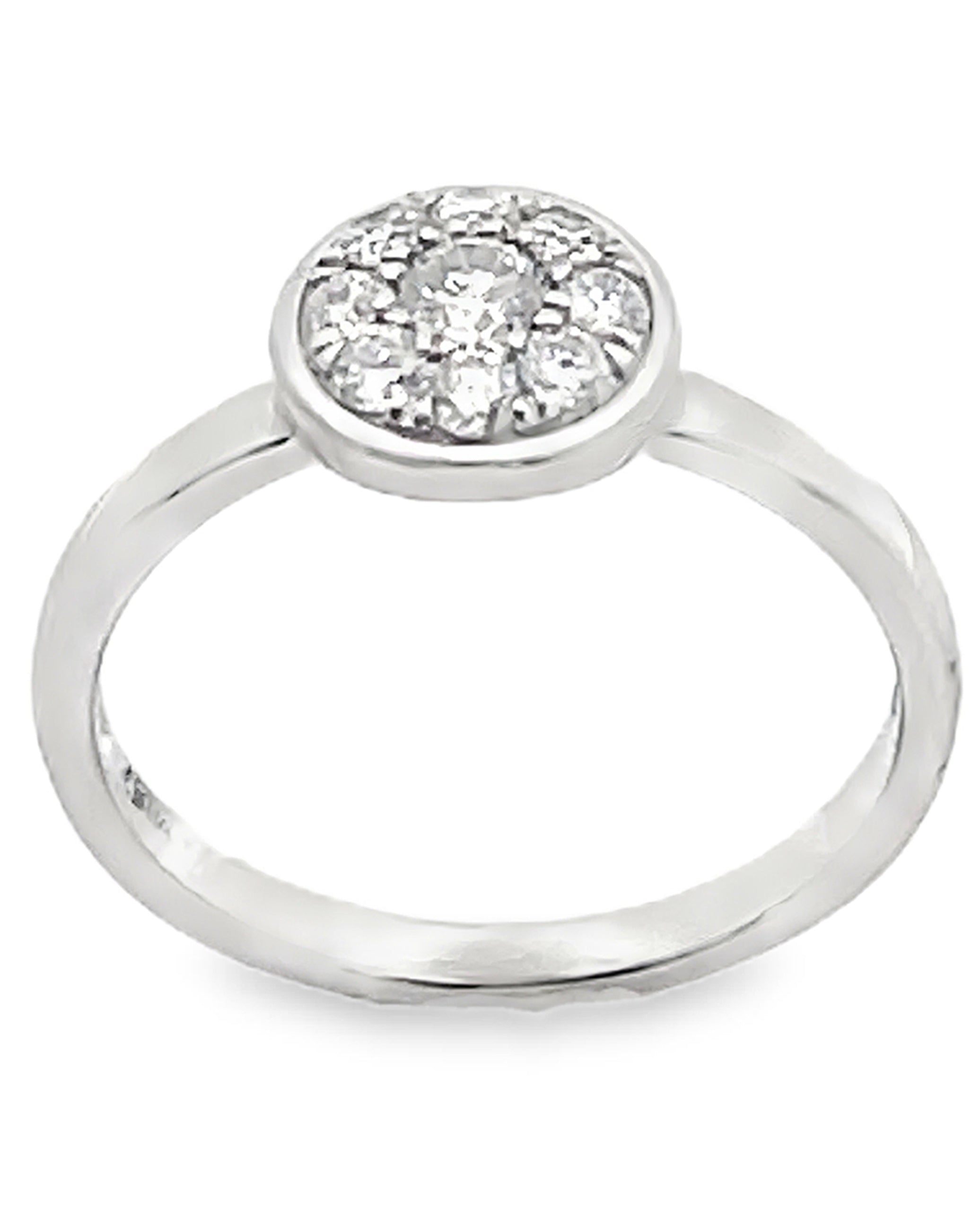 18K White Gold Stackable High Polish Ring with Round Diamonds