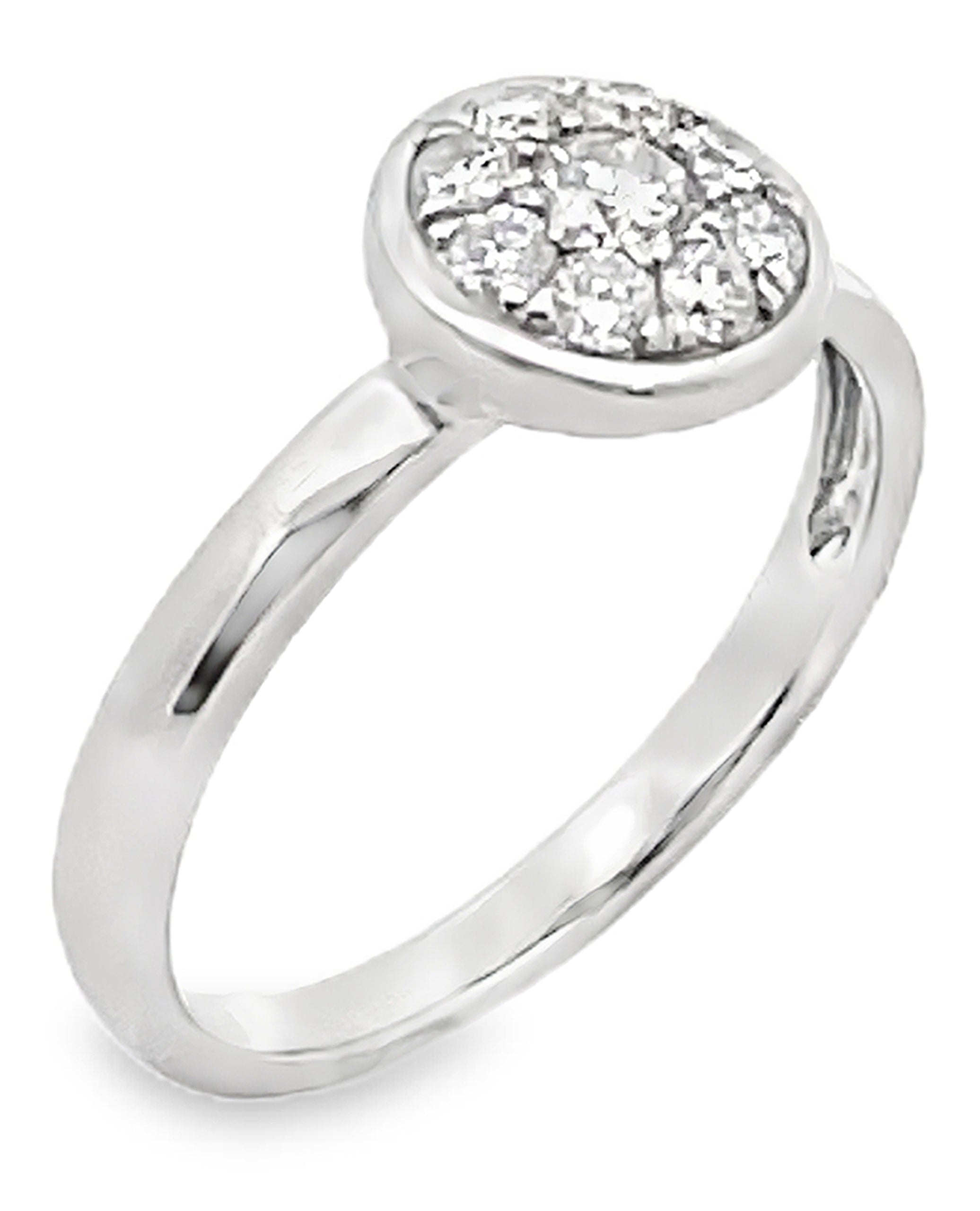 18K White Gold Stackable High Polish Ring with Round Diamonds