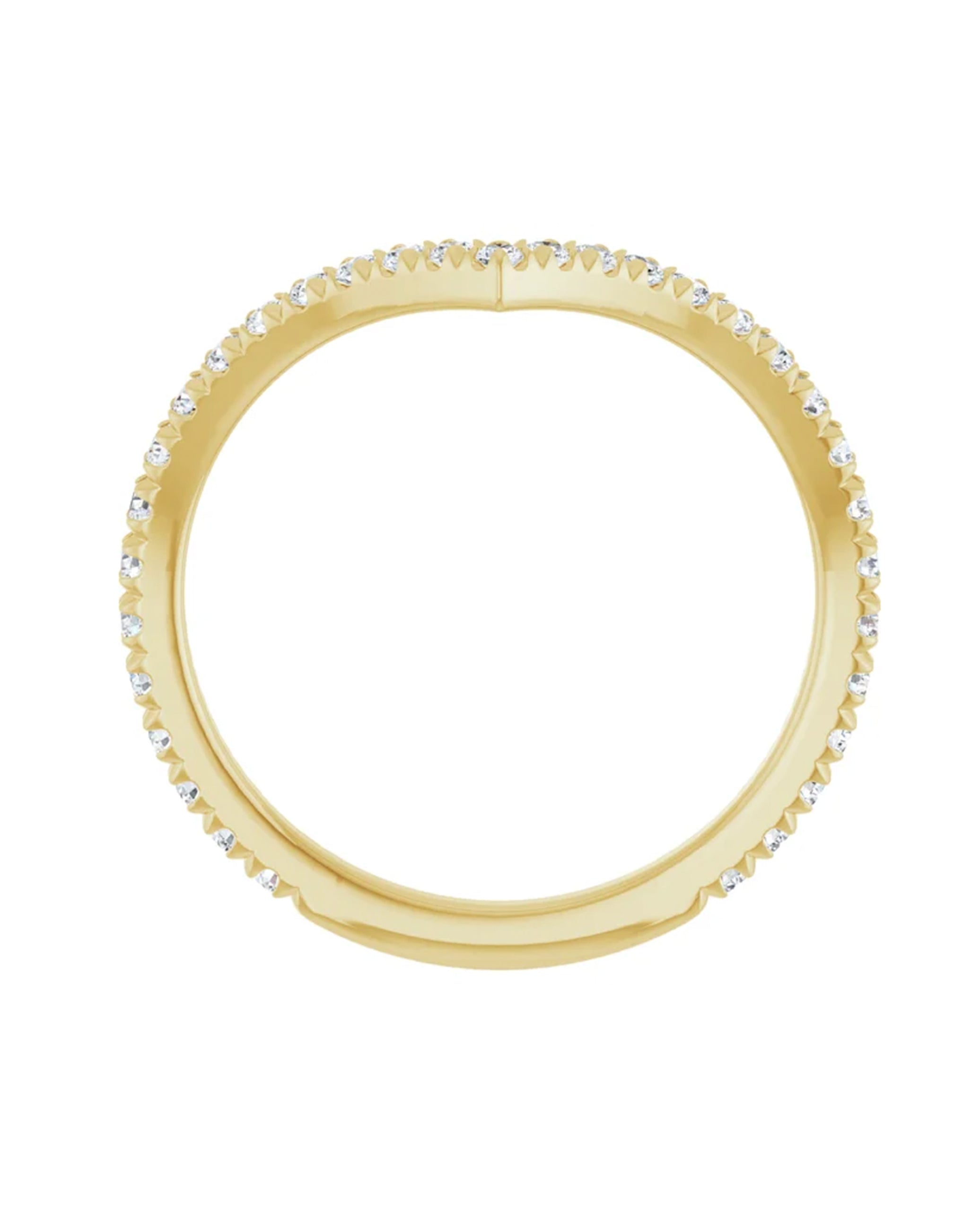 14K Yellow Gold V-Shaped Contour Band with Diamonds