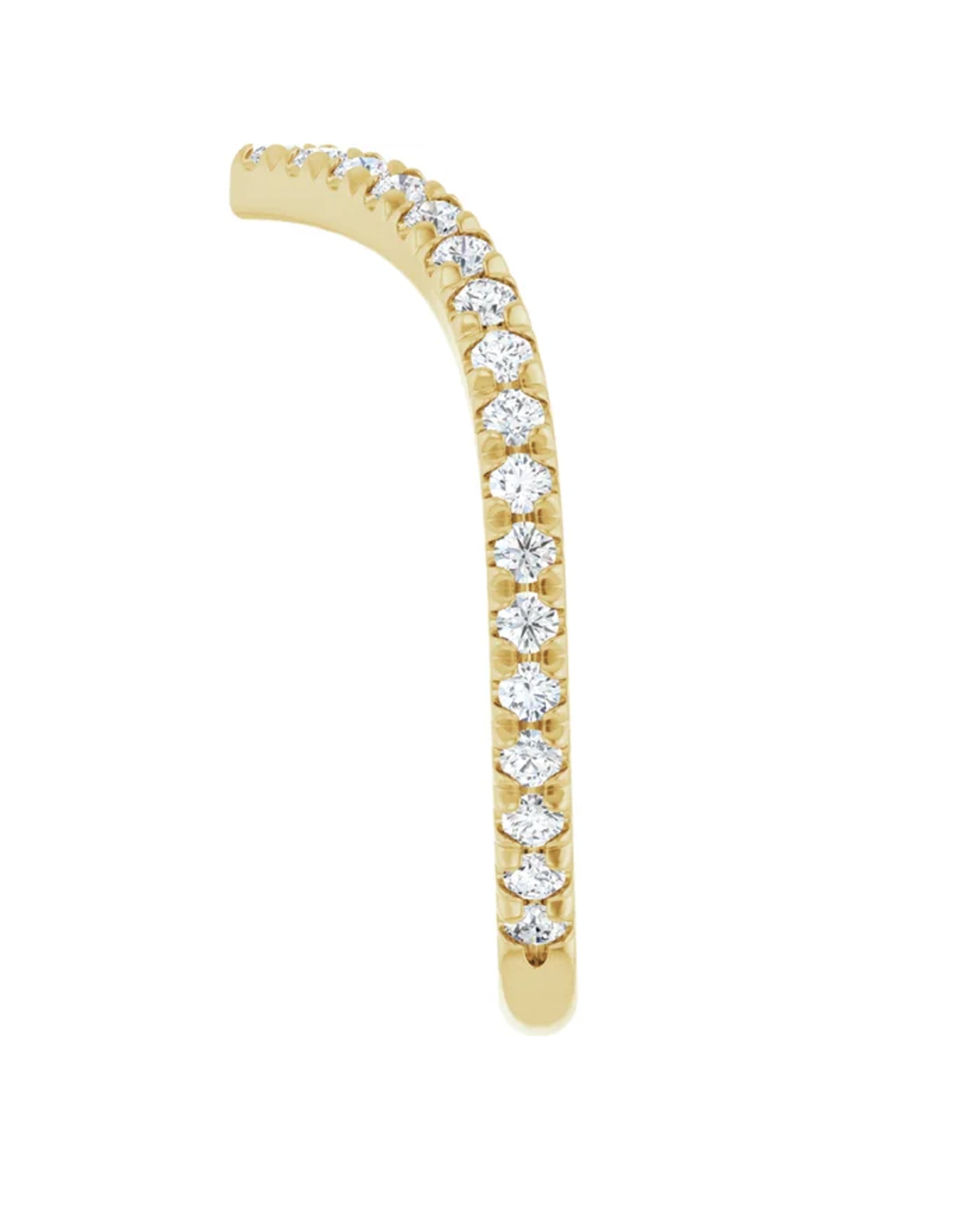 14K Yellow Gold V-Shaped Contour Band with Diamonds