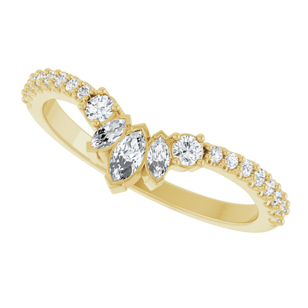 14K Yellow Gold 0.33 carat Lab Grown Diamond Contour Band
