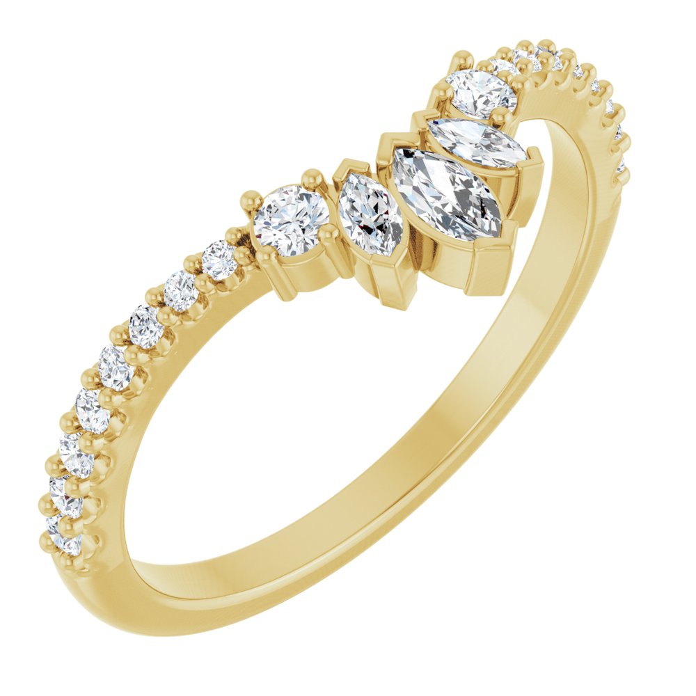 14K Yellow Gold 0.33 carat Lab Grown Diamond Contour Band