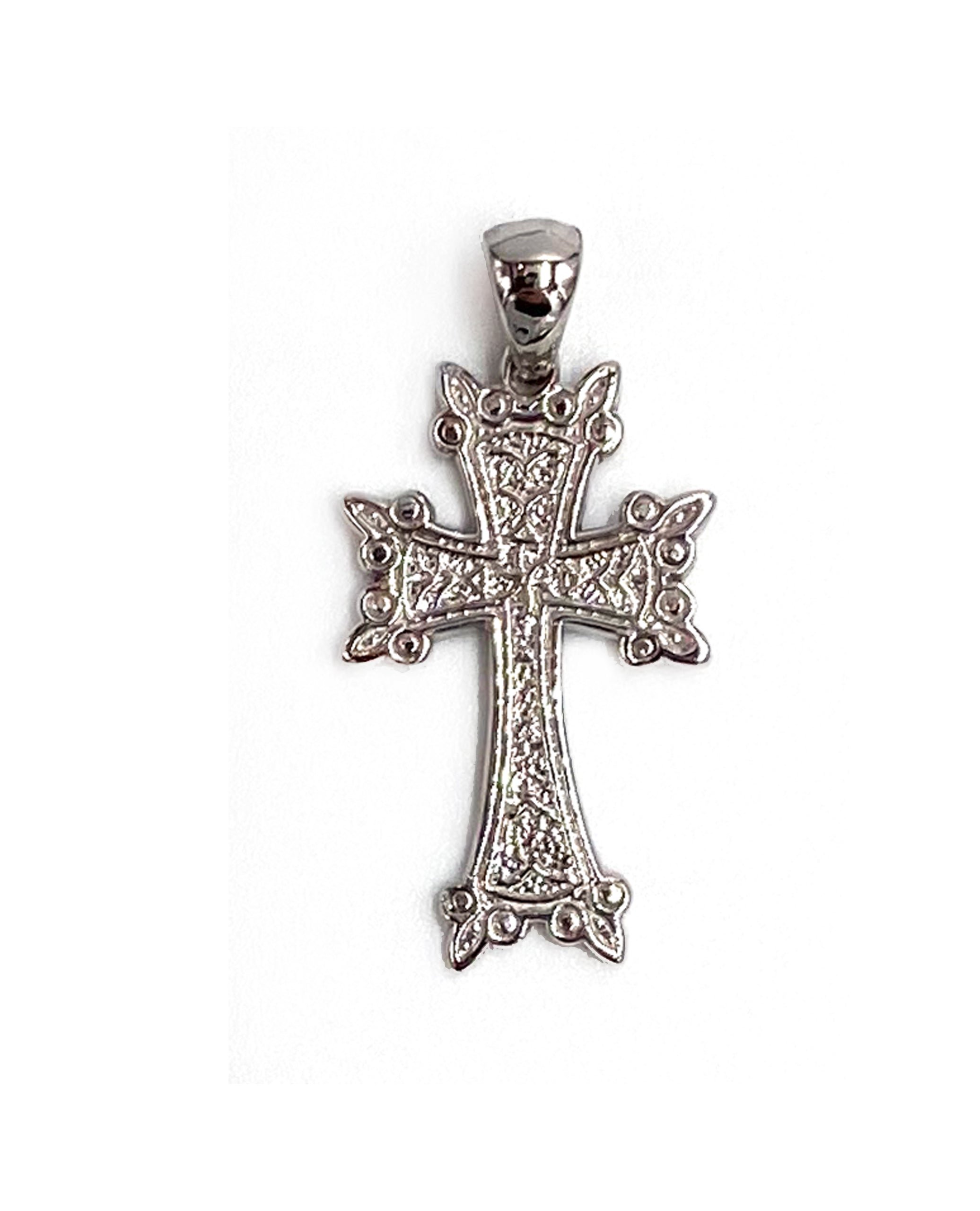 14K White Gold Armenian Cross