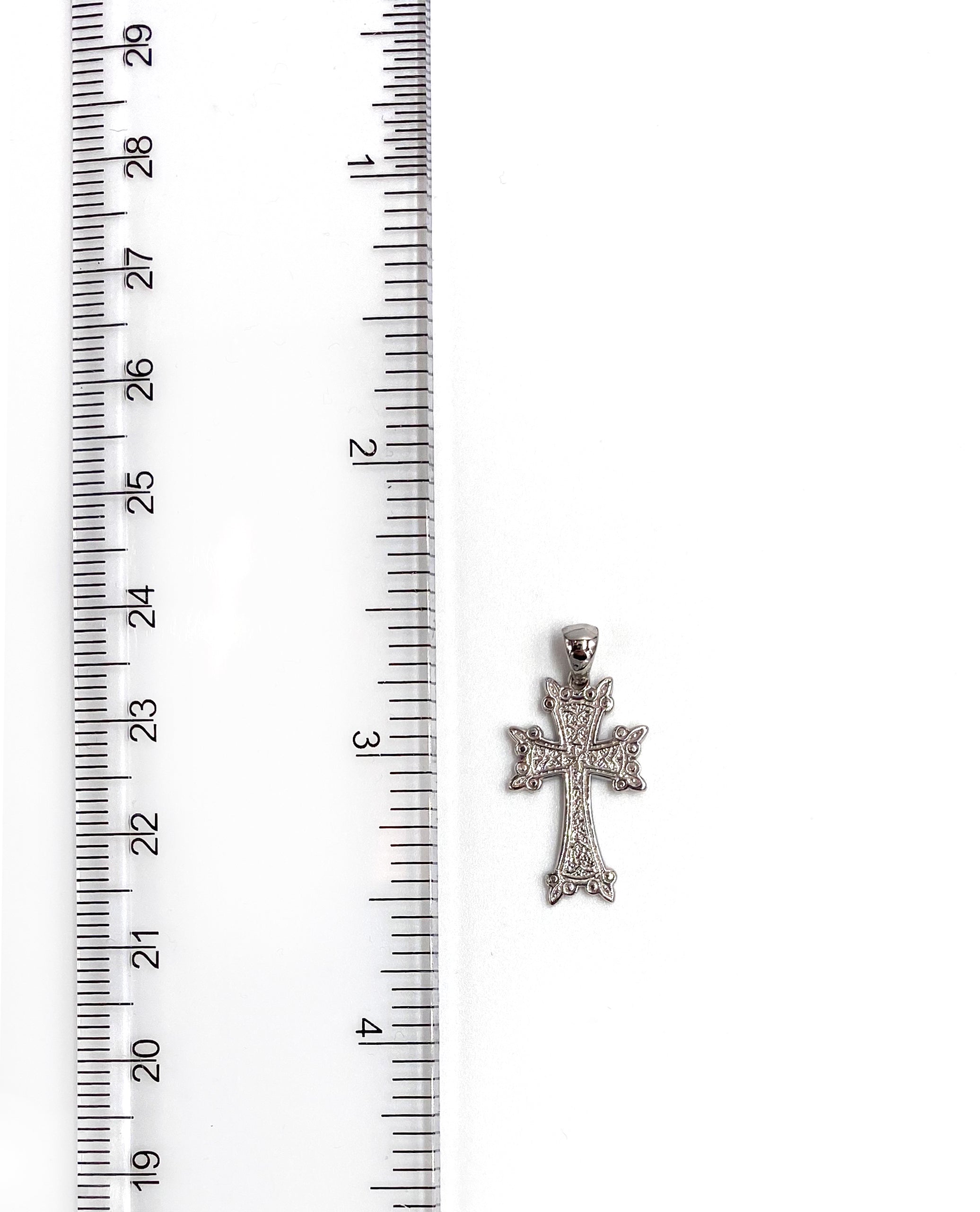 14K White Gold Armenian Cross