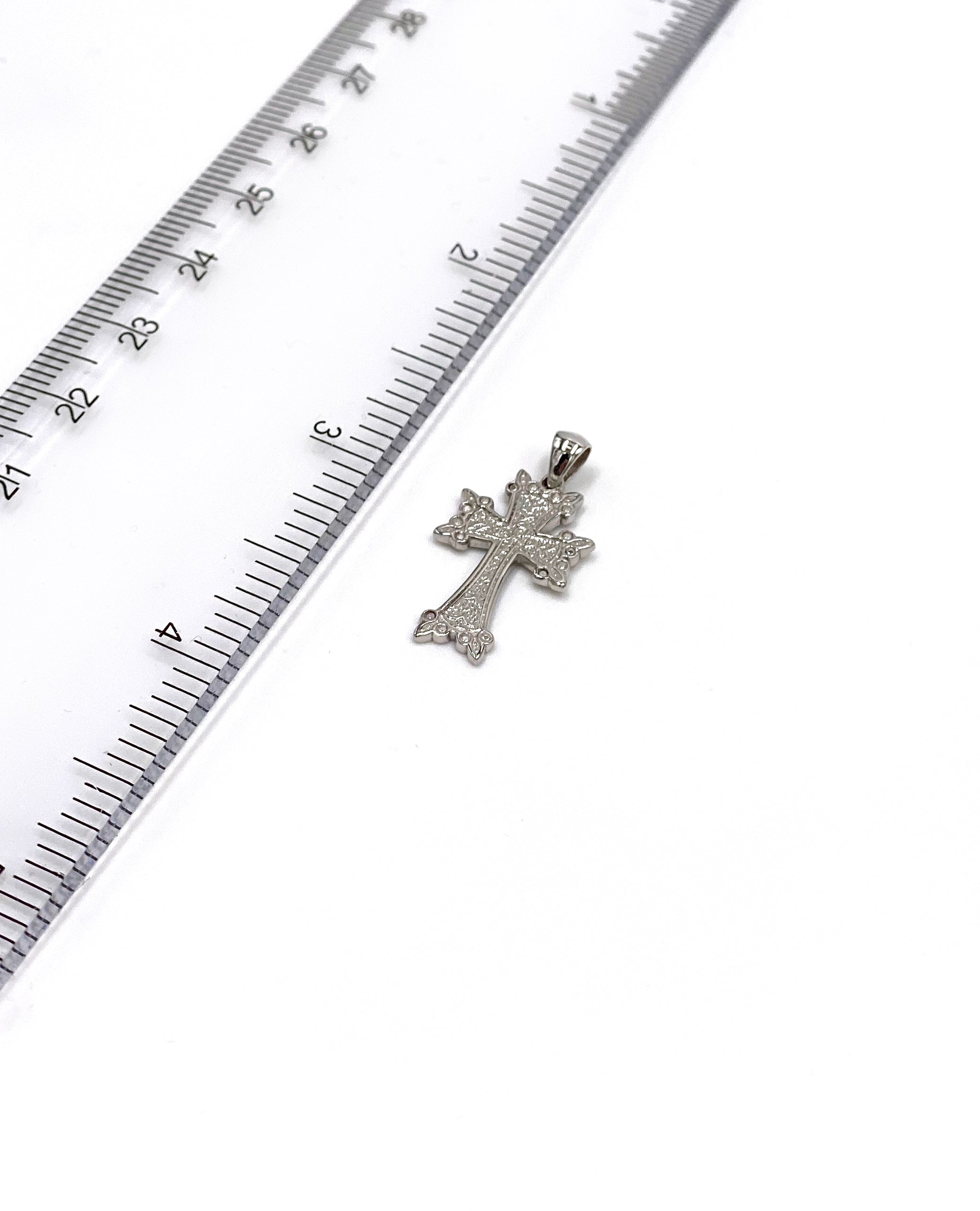 14K White Gold Armenian Cross