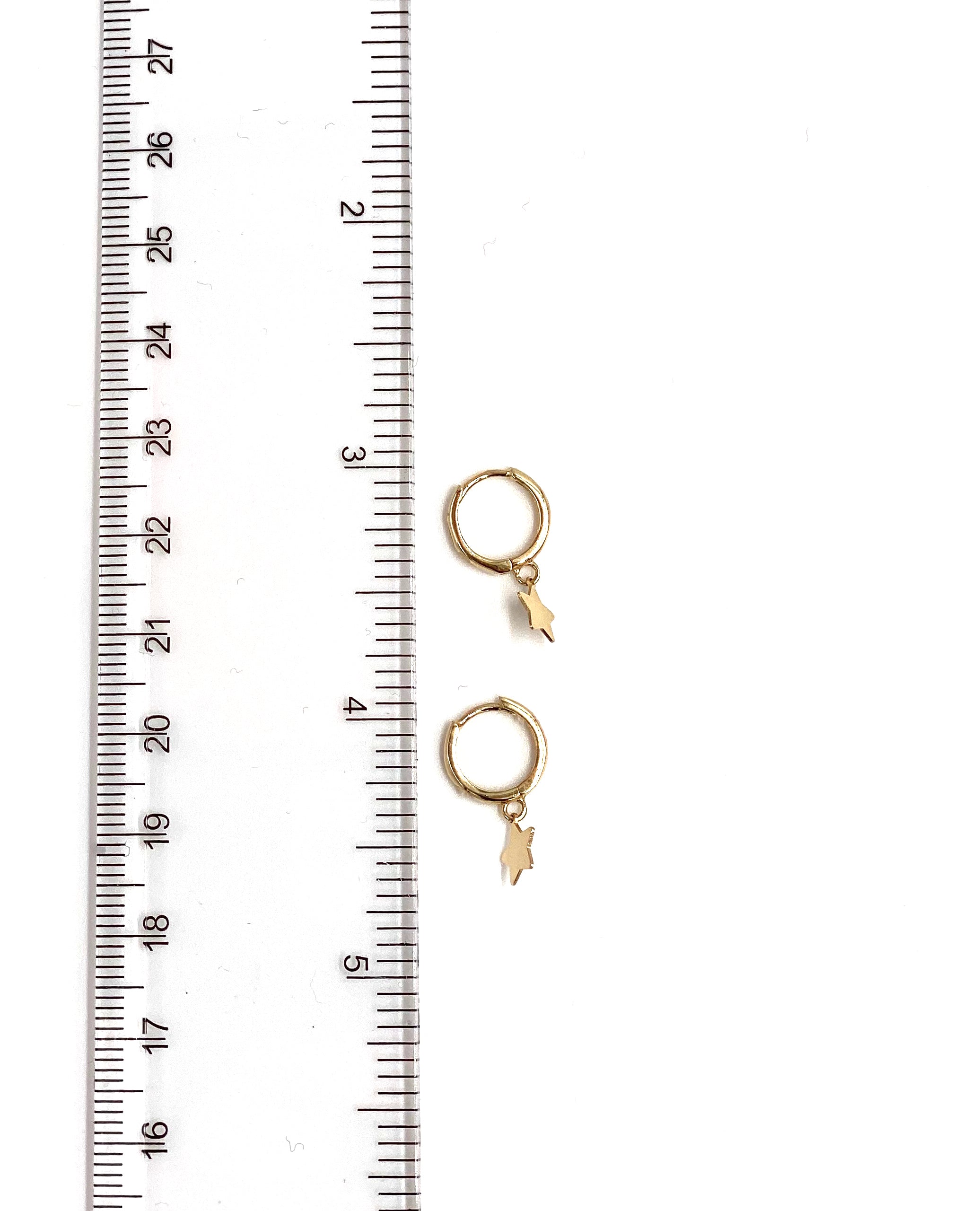 14K Yellow Gold Huggies with Star