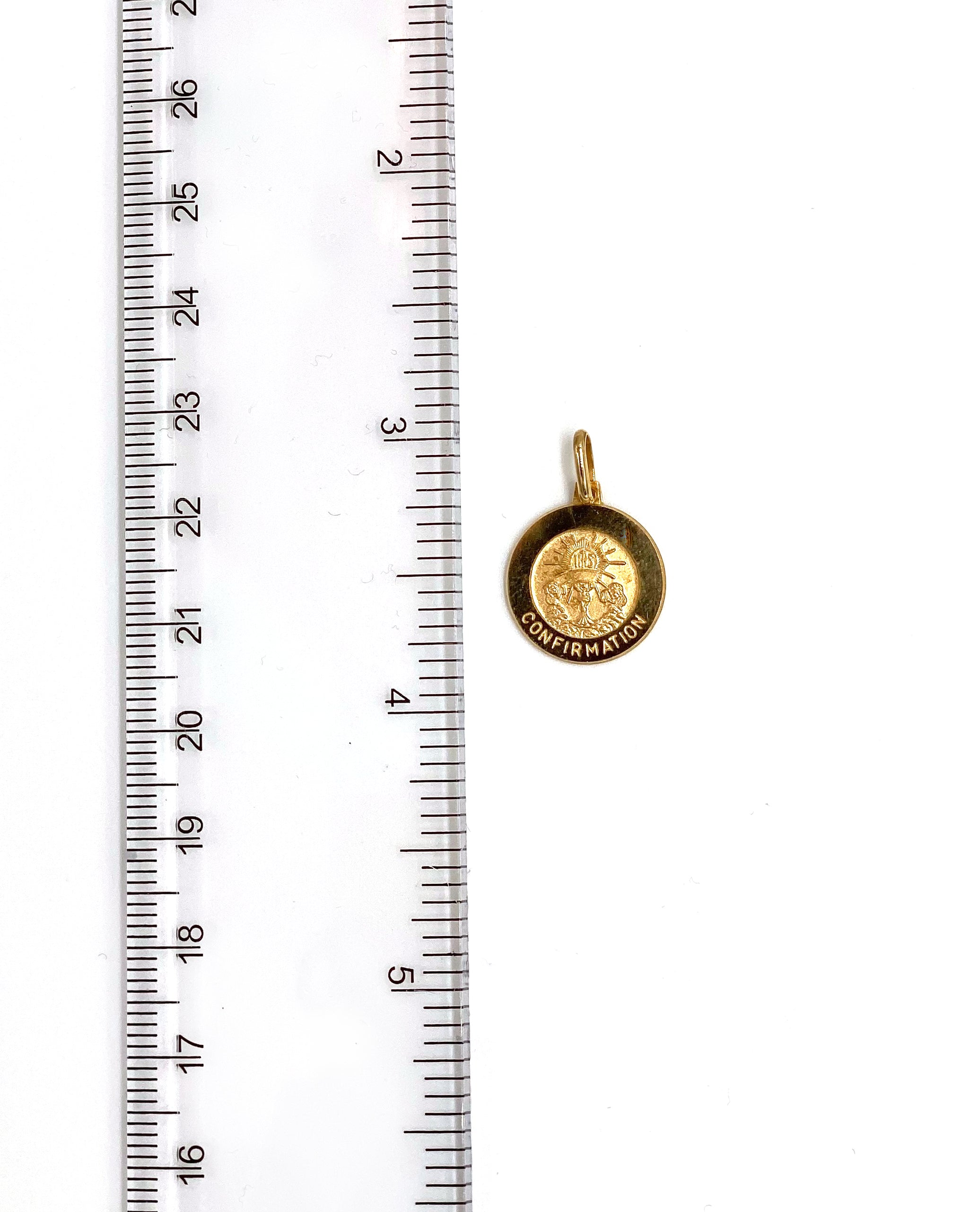 14K Yellow Gold Round Confirmation Charm