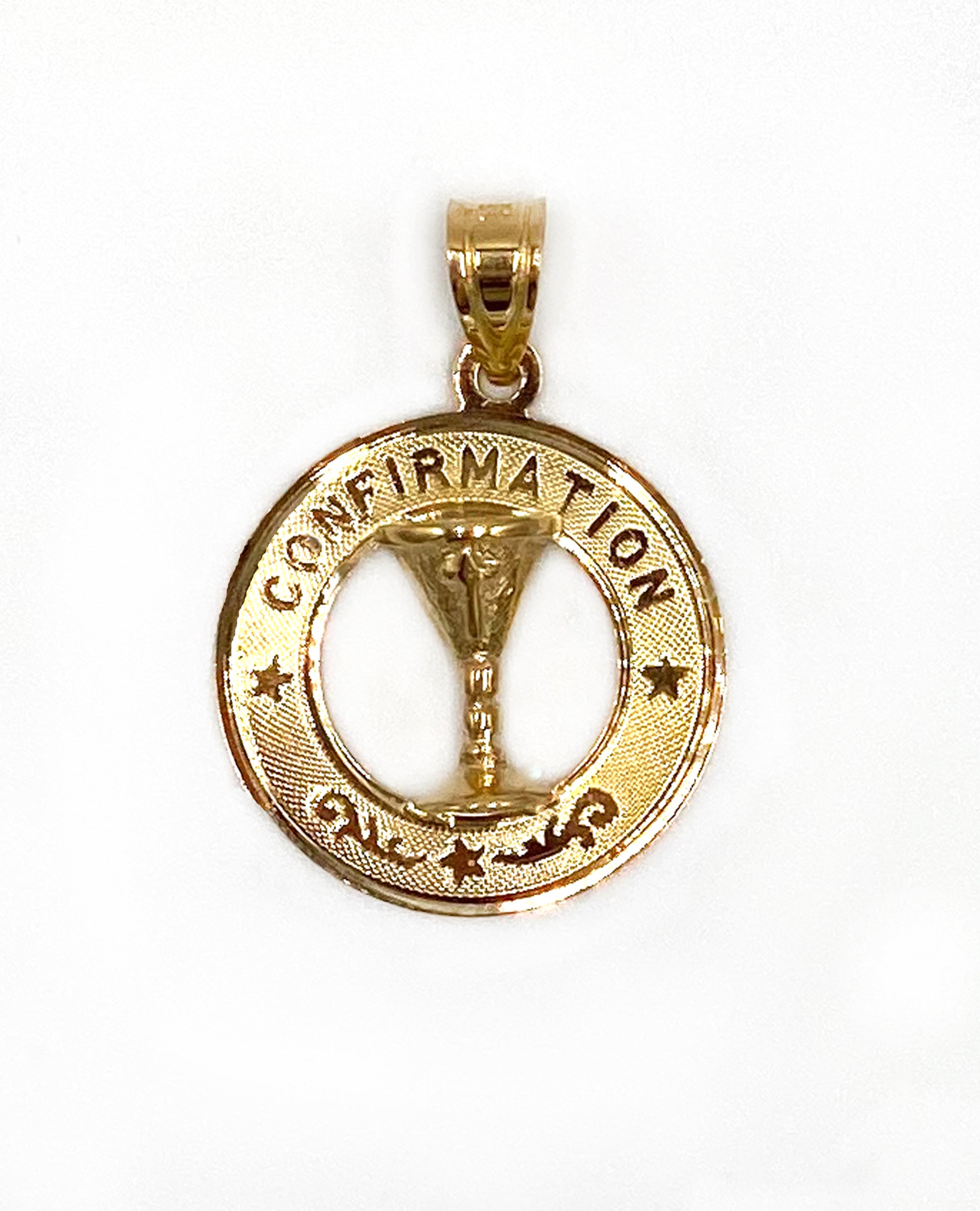 14K Yellow Gold Round Confirmation Charm