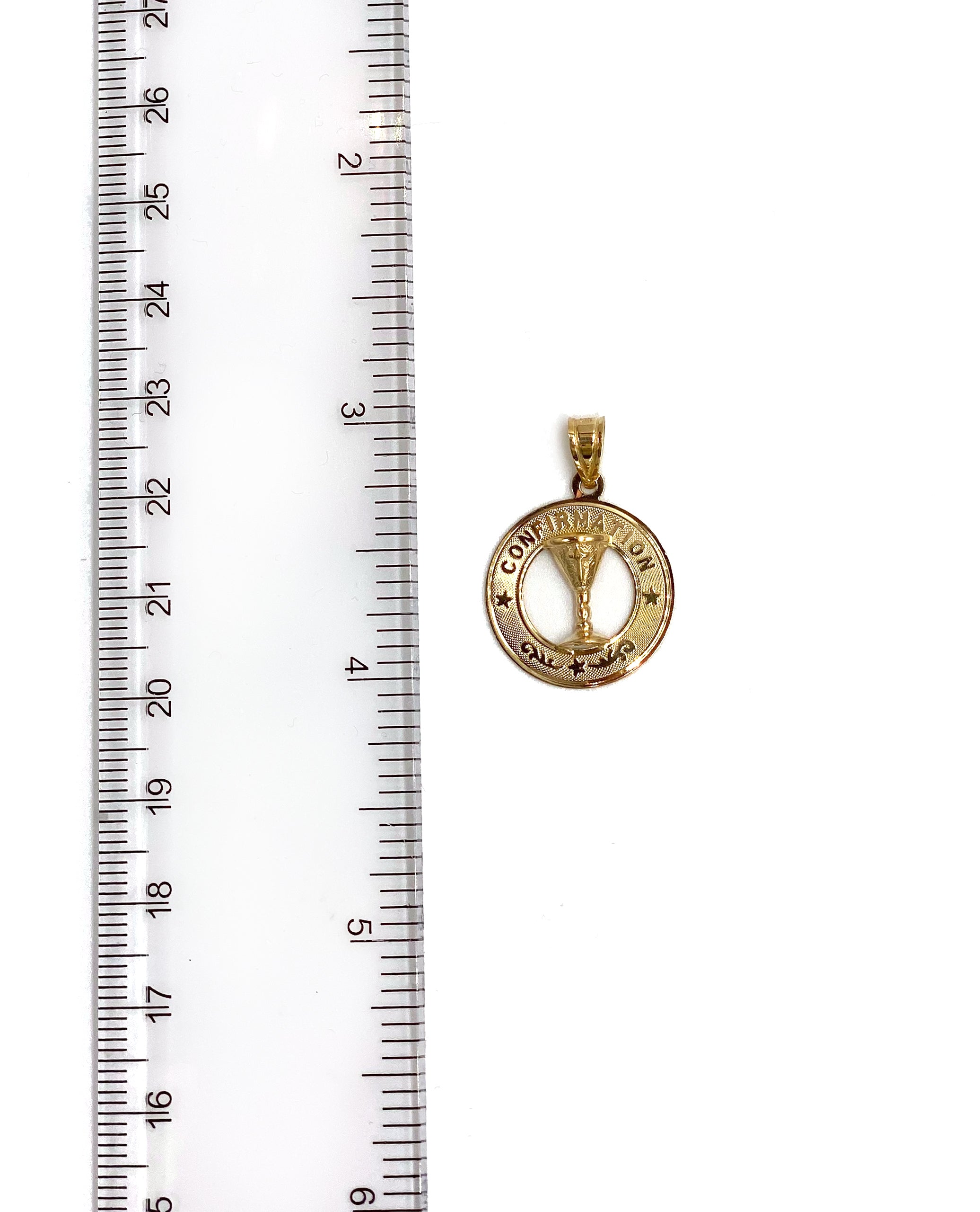 14K Yellow Gold Round Confirmation Charm