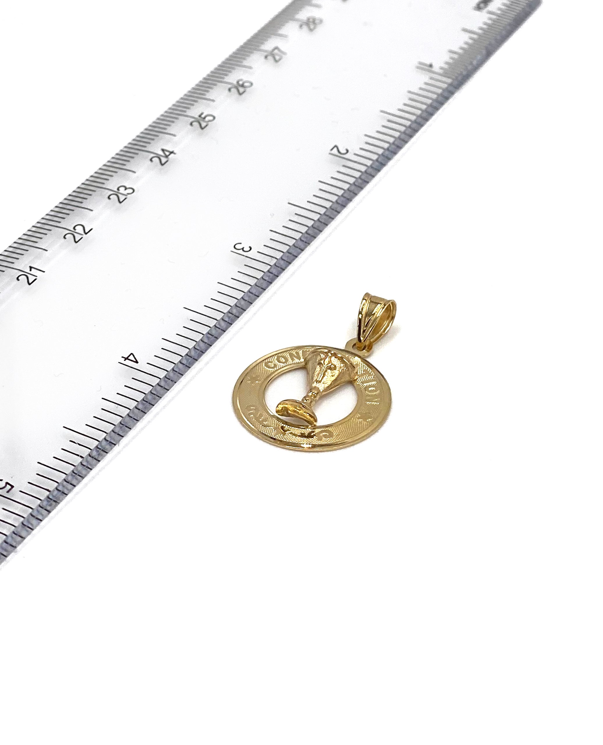 14K Yellow Gold Round Confirmation Charm