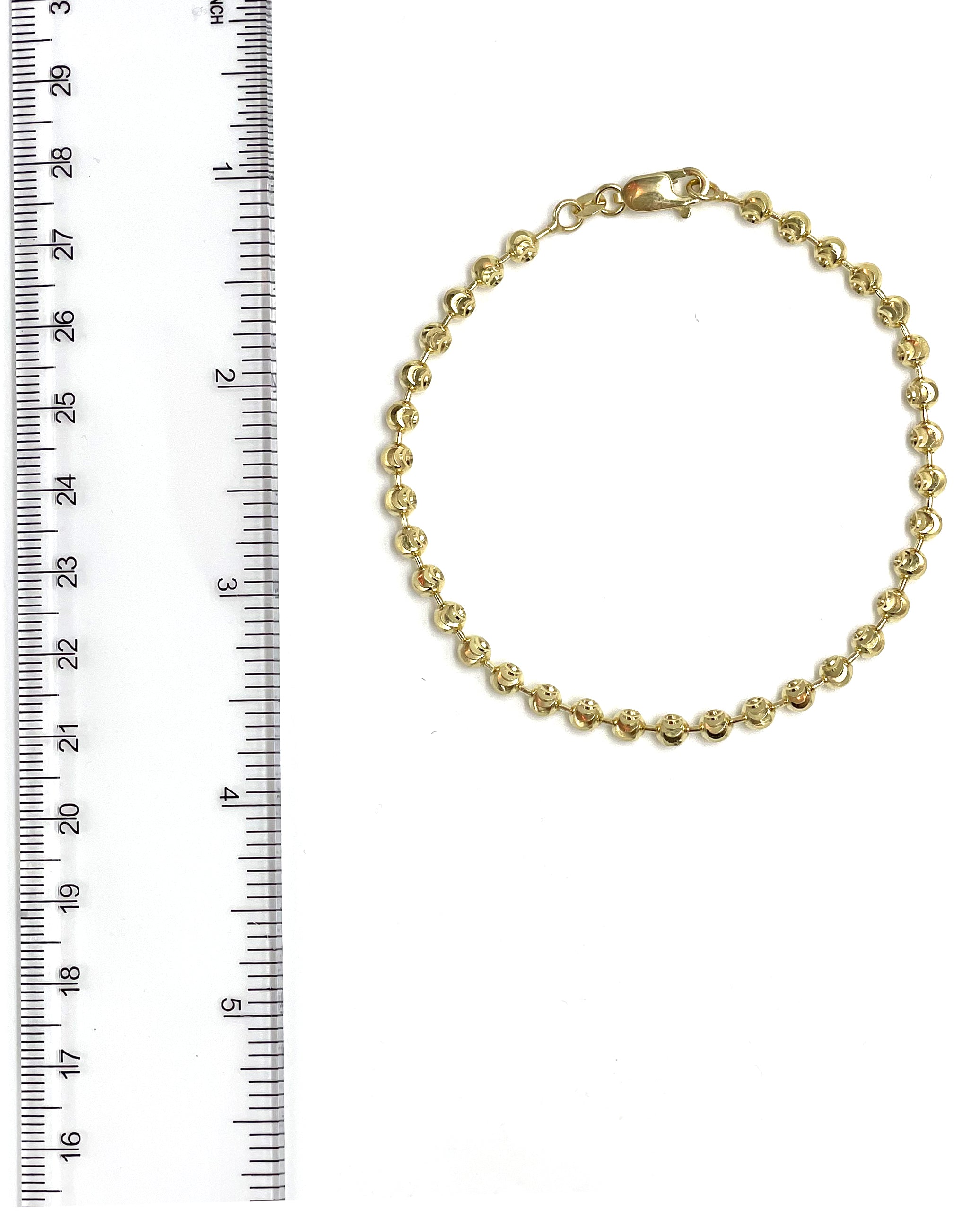 14K Yellow Gold Solid Ball Bracelet - 8 inches