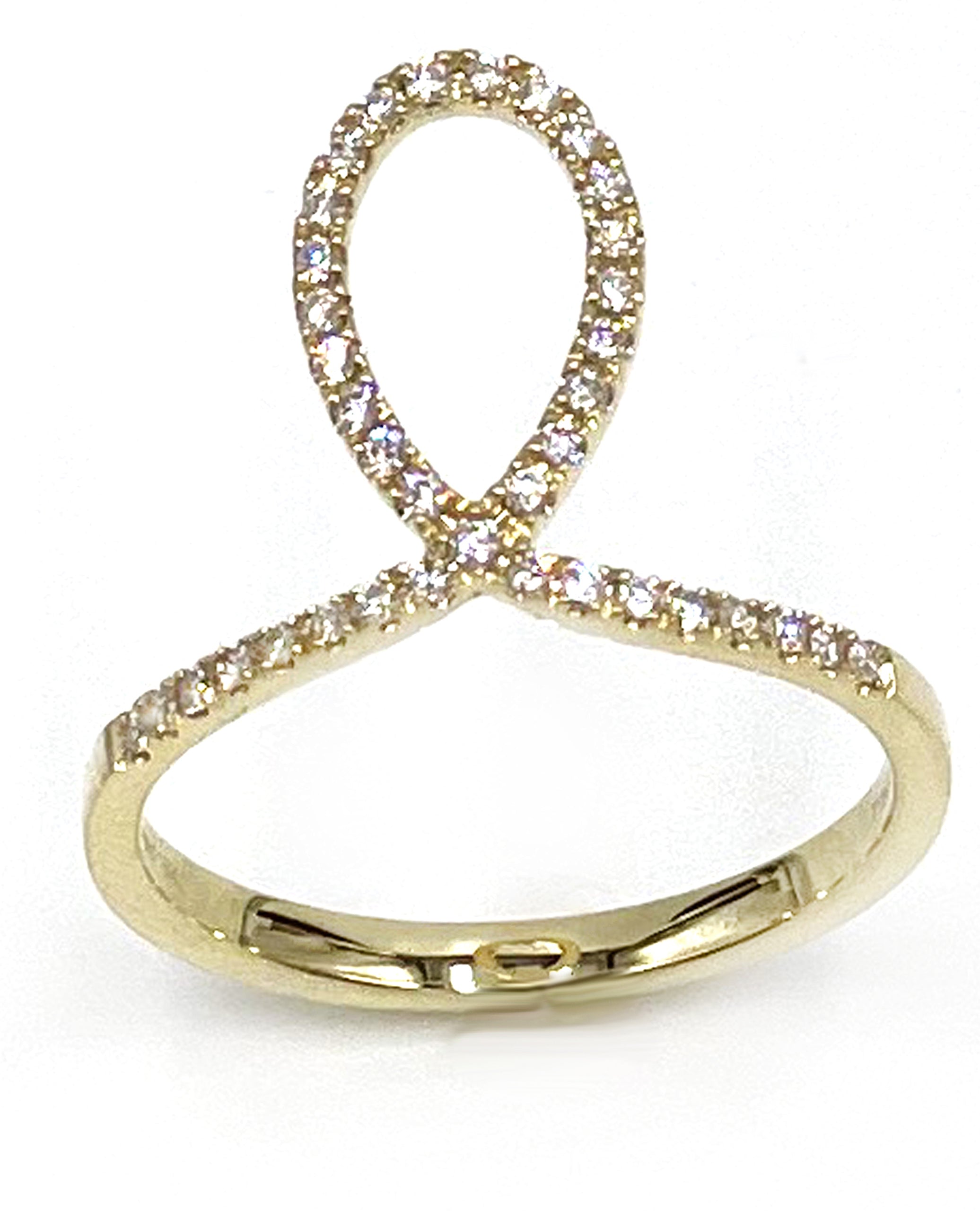 Simon G. LP2314-A 18K Yellow Gold Twist Ring with Diamonds 0.17 Carats