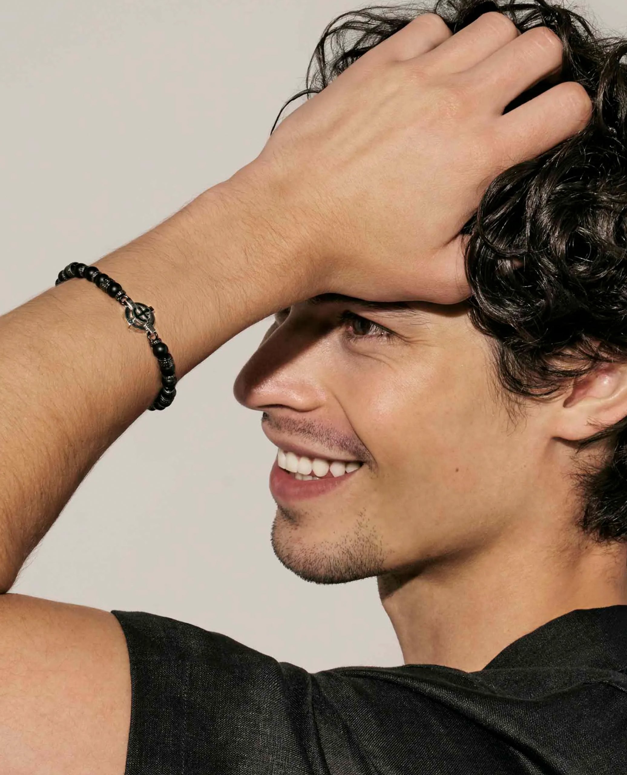 Nomination 133016/060 MANVISION Bracelet with Wind Rose & Black Agate Stones