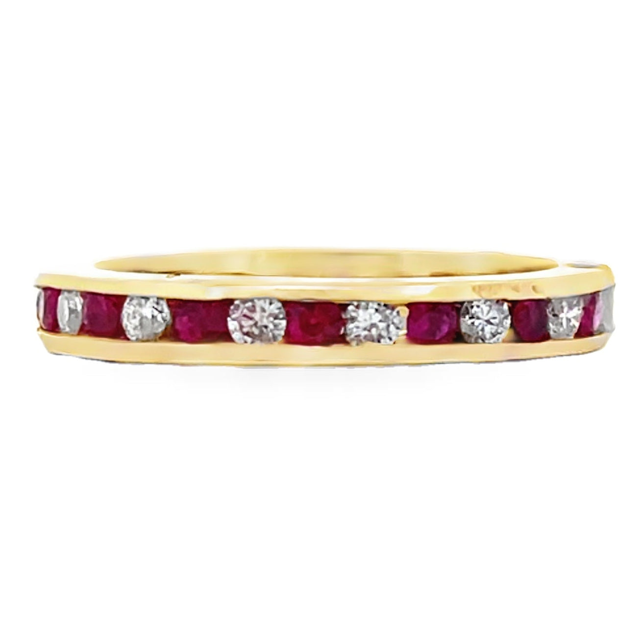 Ruby and Diamond Eternity Ring in 14K Yellow Gold