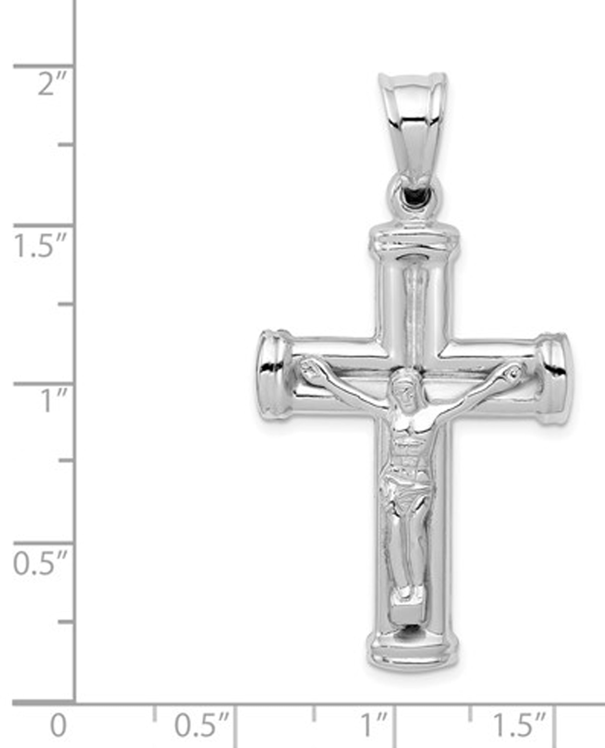 14K White Gold Reversible Crucifix Pendant