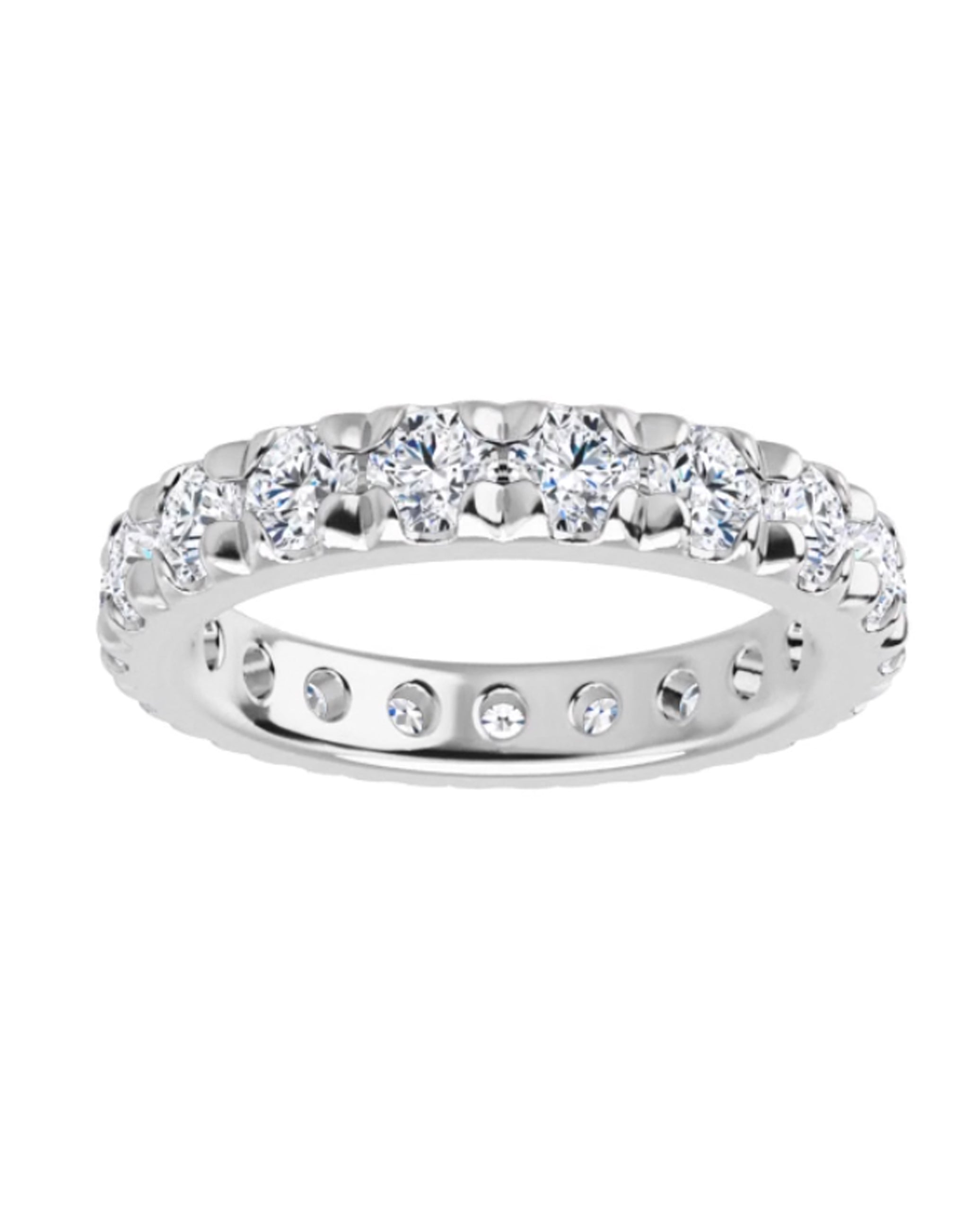 14K White Gold French Set Eternity Band