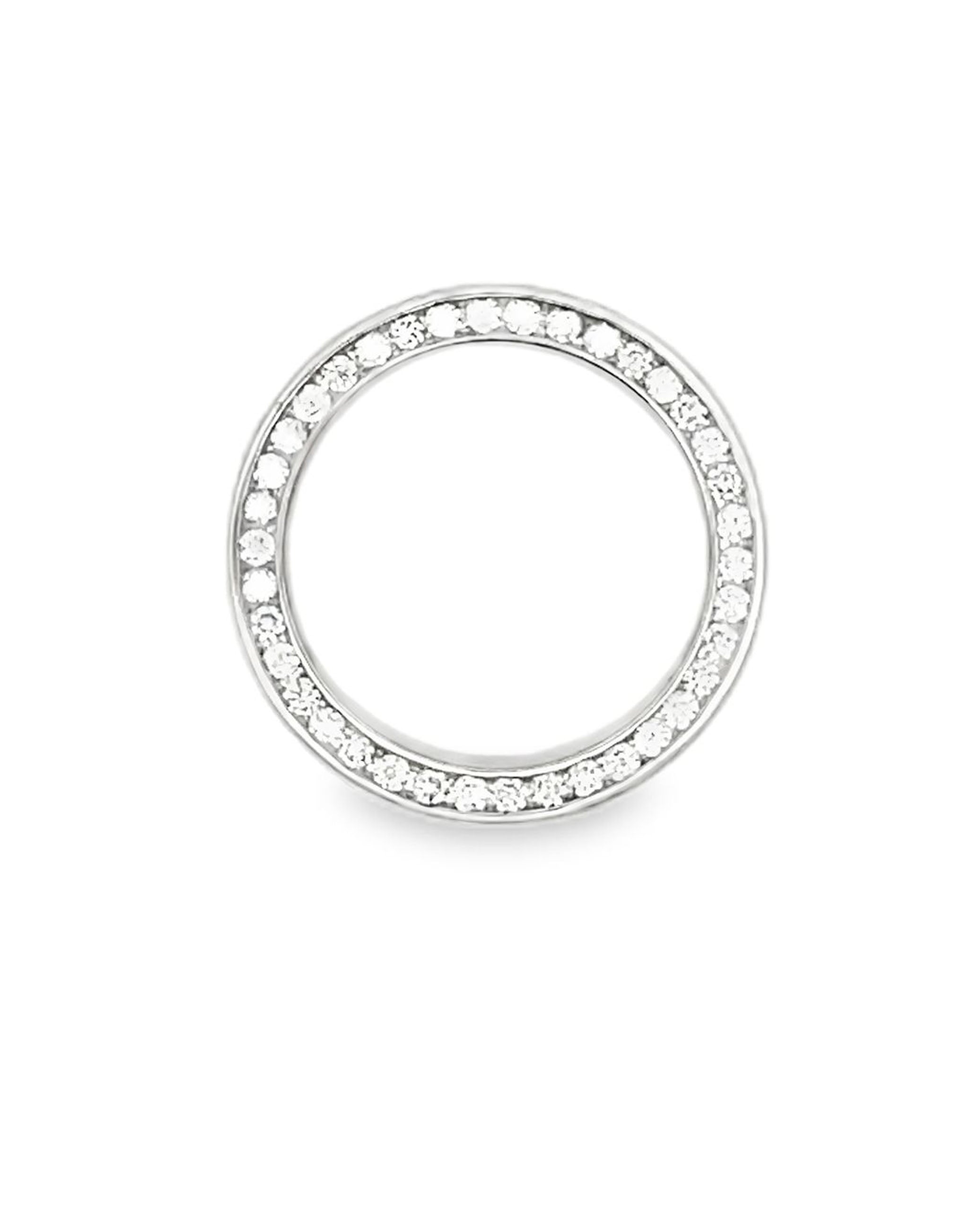 14K White Gold 7mm Wide Diamond Wedding Band- Size 10.5
