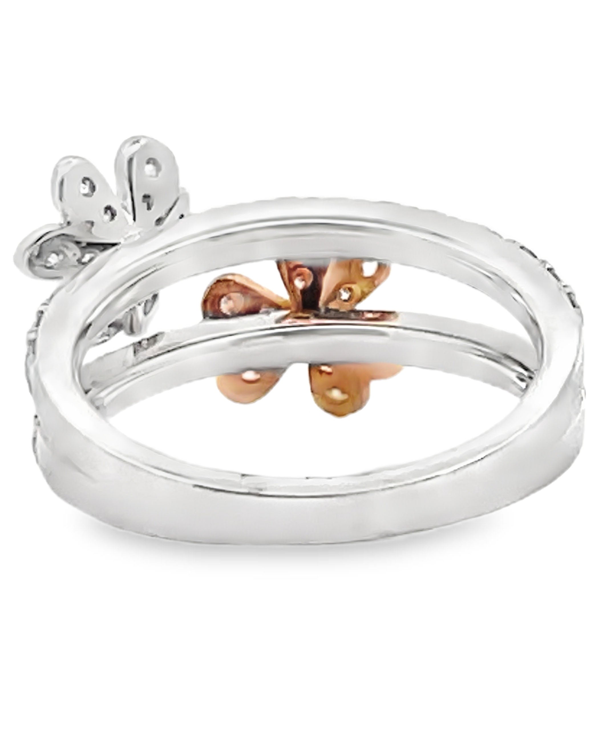 Simon G. LR2568 18K White and Rose Gold Double Flower Ring