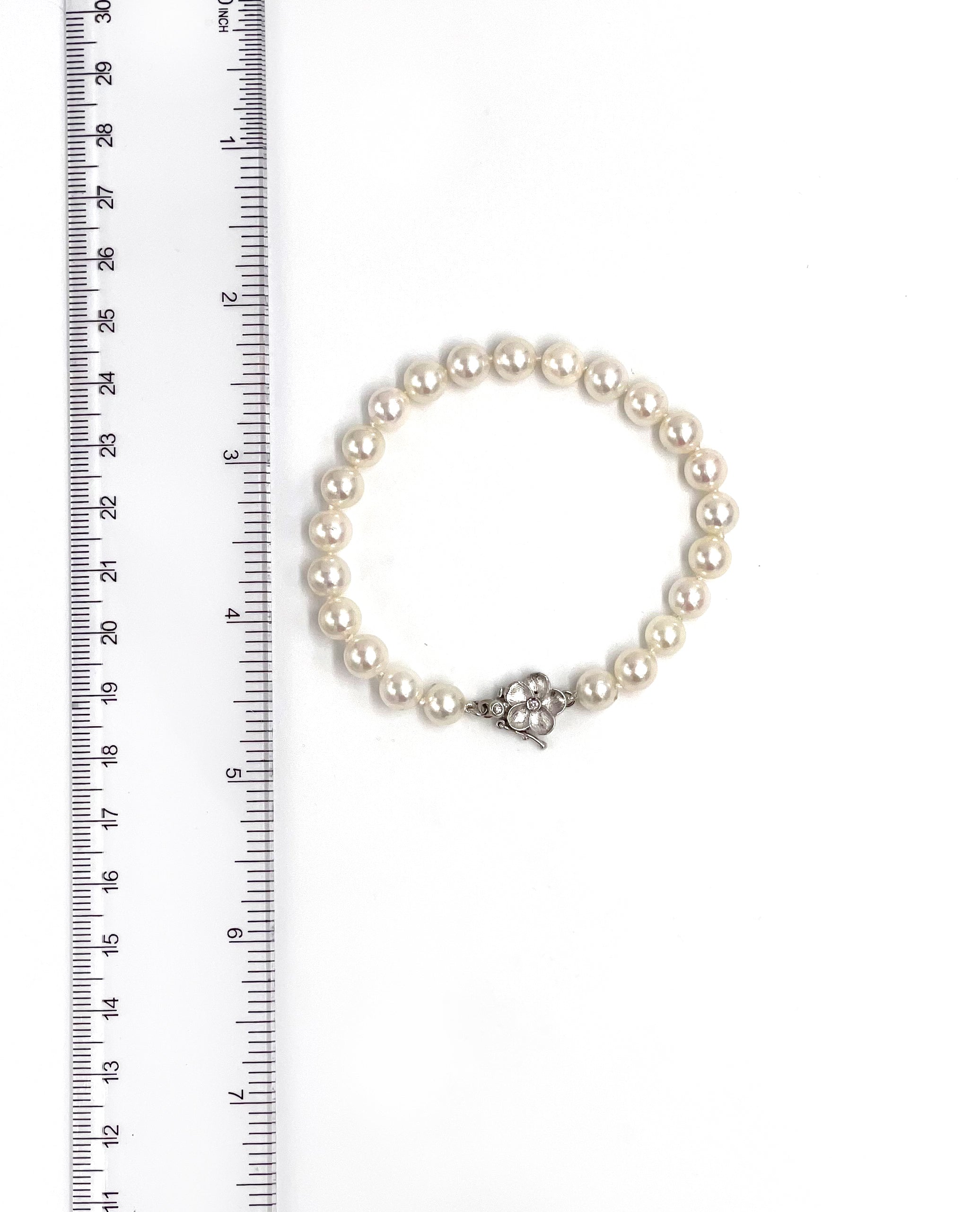 Akoya Pearl Bracelet with Flower Clasp