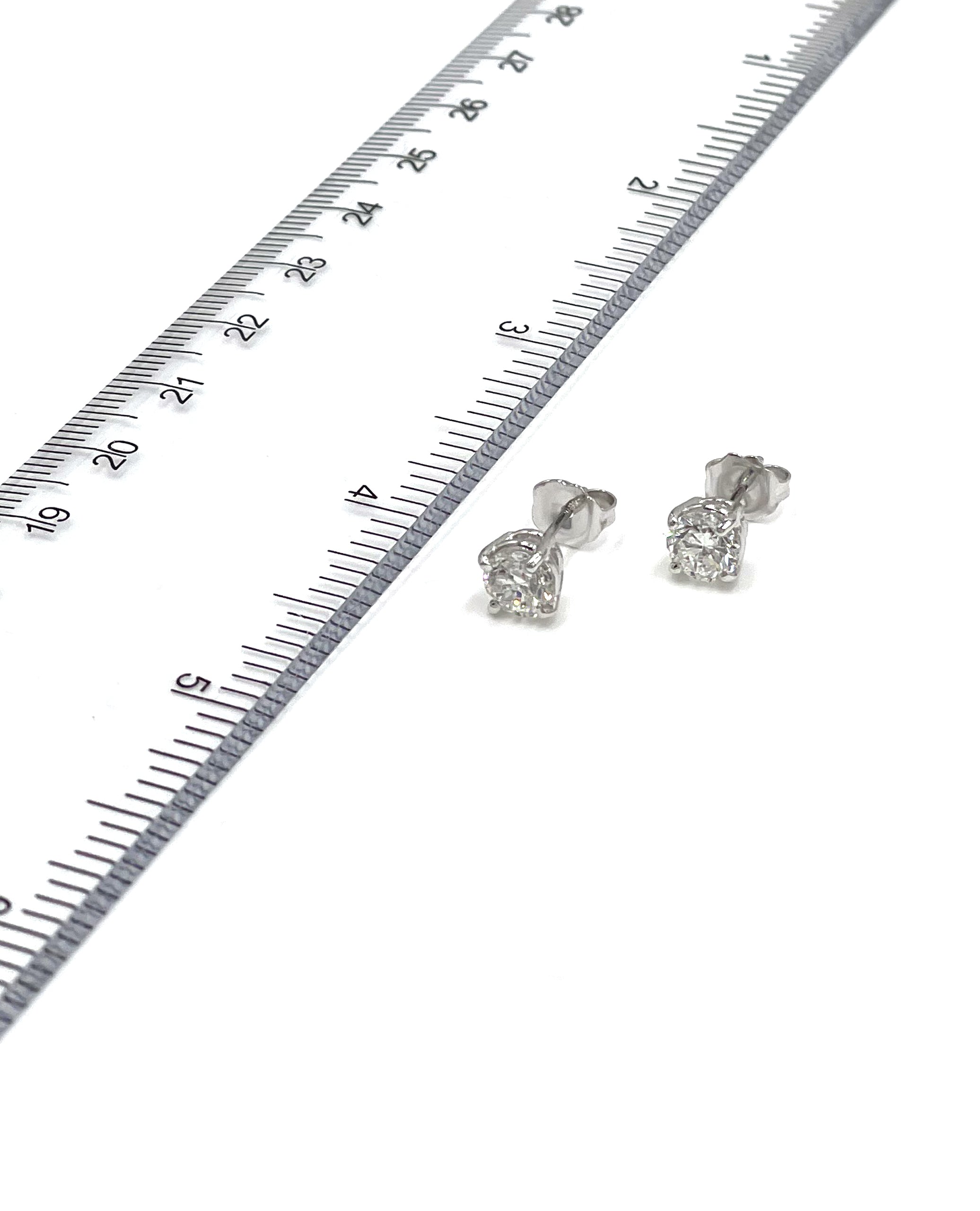 14K White Gold Earrings with 1.41 Carat Diamonds and Pushbacks