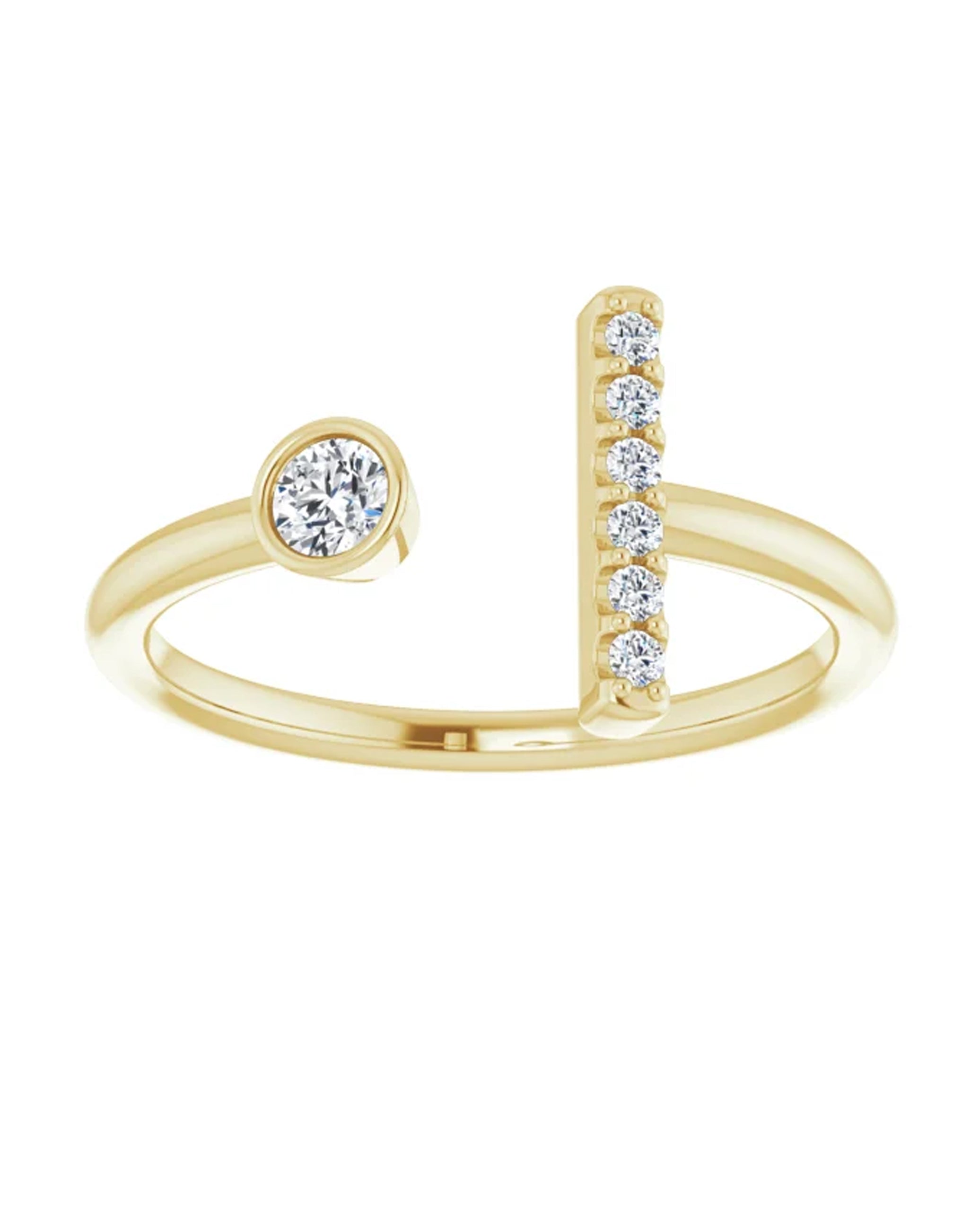 Open Ring with Diamond Bar 0.18 Carats in 14K Yellow Gold